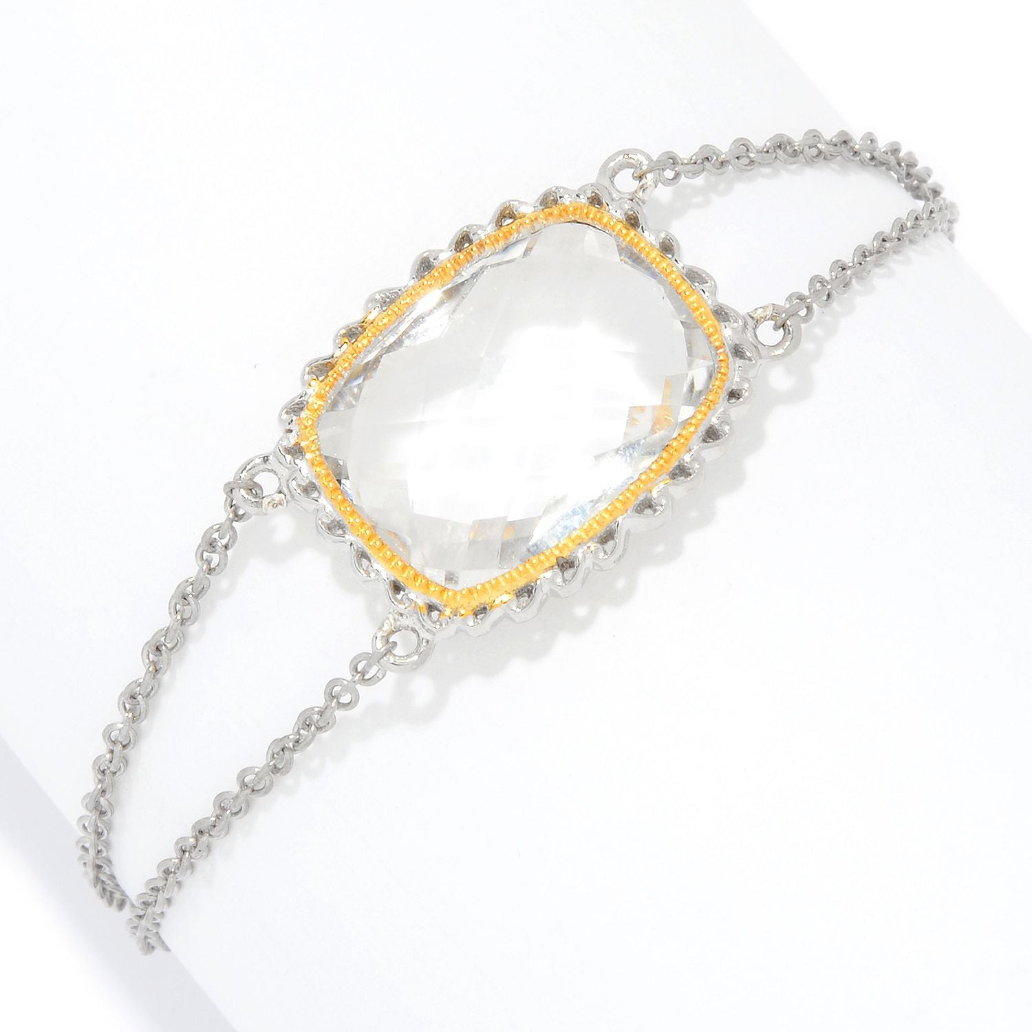 Gems en Vogue 11.60ctw Clear Quartz Chain Bracelet