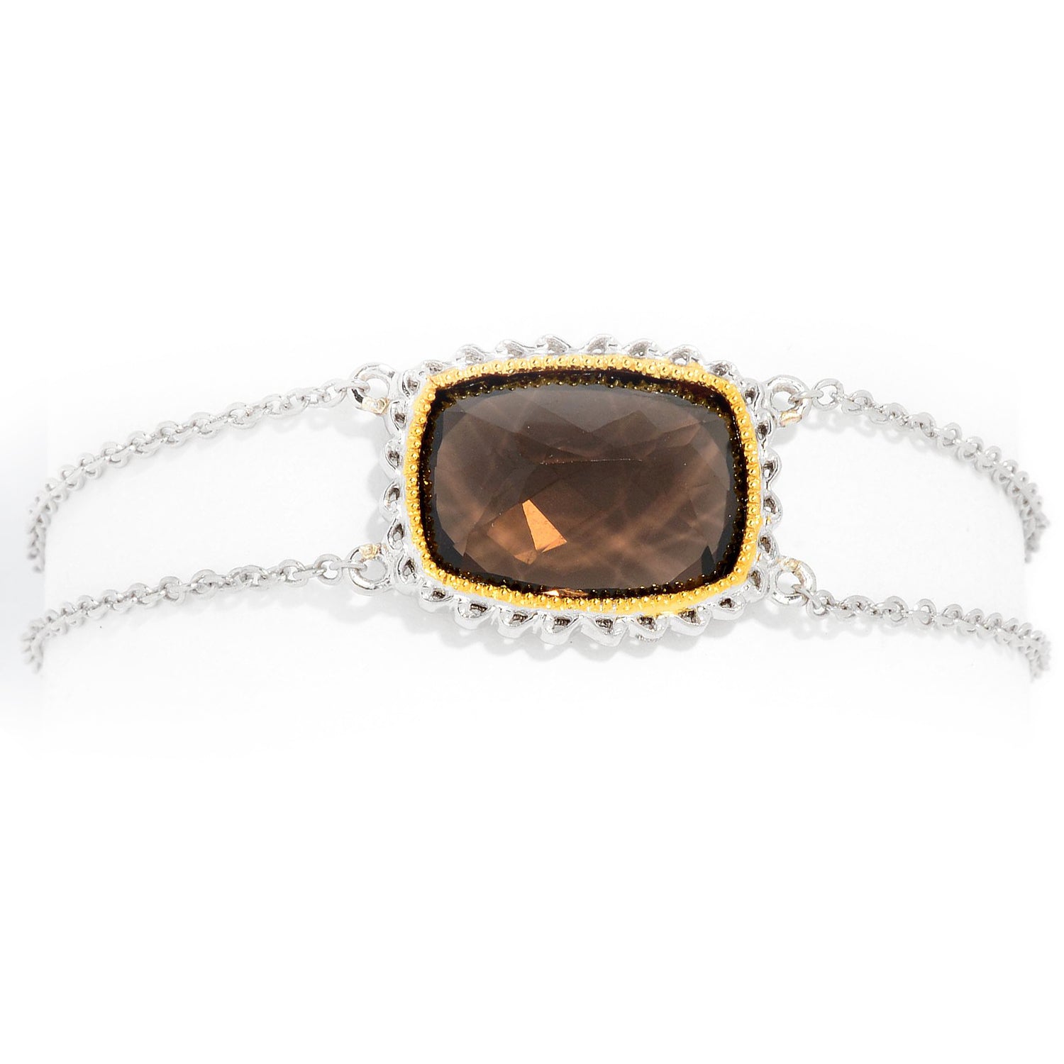 Gems en Vogue 12.10ctw Smoky Quartz Chain Bracelet