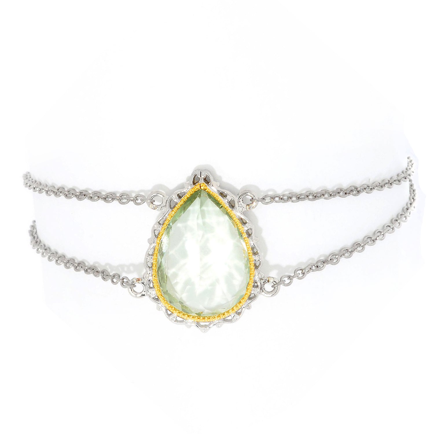 Gems en Vogue 10.00 Pear Prasiolite Chain Bracelet