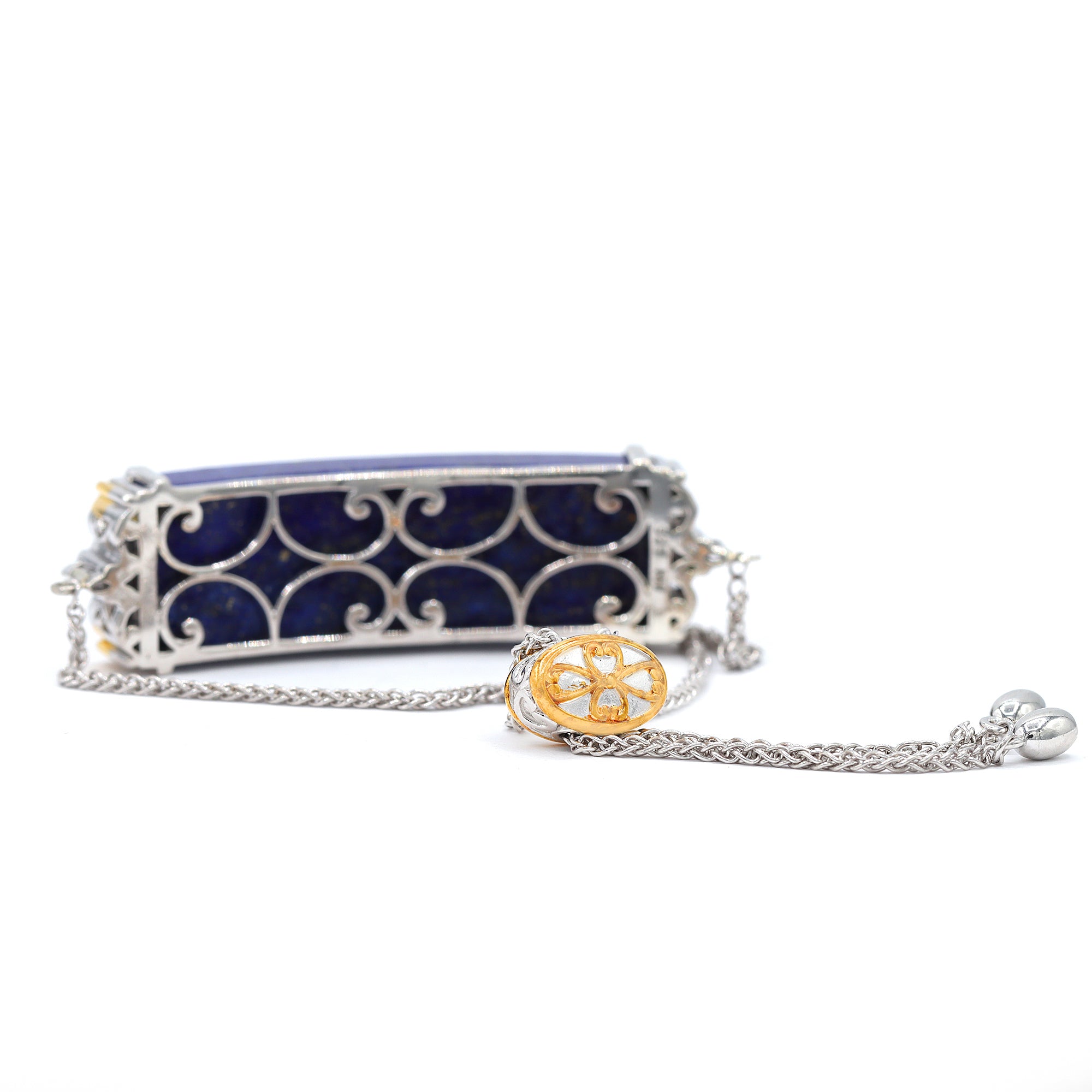 Gems en Vogue 24K Palladium Silver Special Cut Lapis Bolo Bracelet