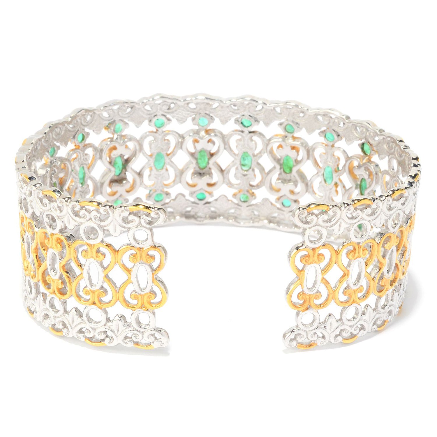 Gems en Vogue 4.95ctw Emerald Cuff Wide Bangle Bracelet
