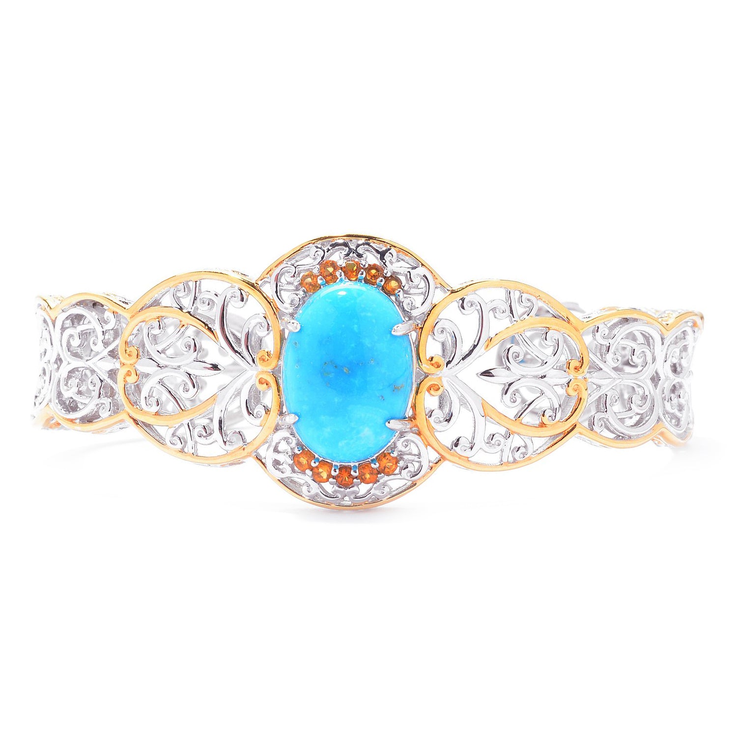 Gems en Vogue Kingman Turquoise & Citrine Bangle Bracelet