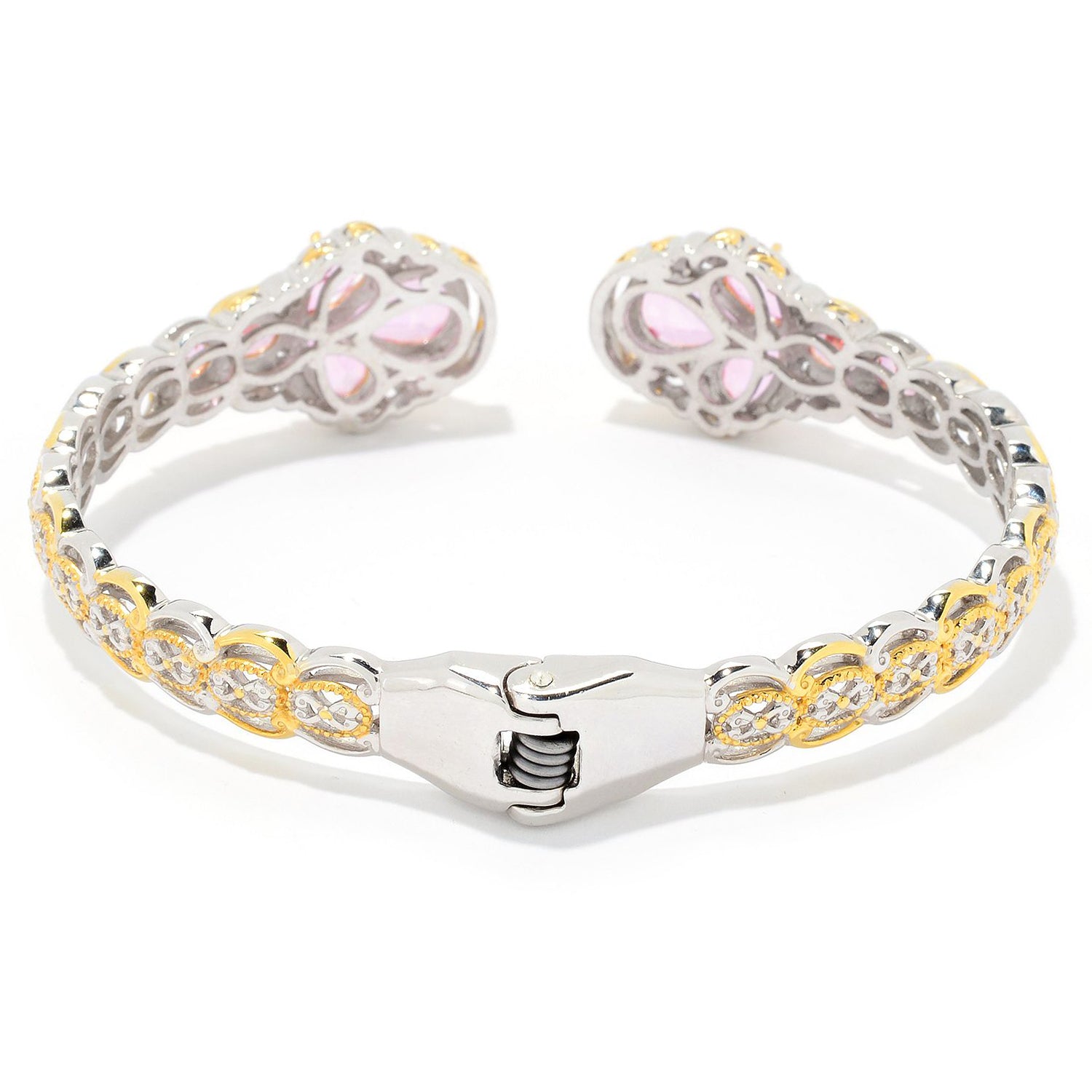 Gems en Vogue 11.22ctw Martha Rocha Pink Topaz Kissing Cuff Bangle Bracelet