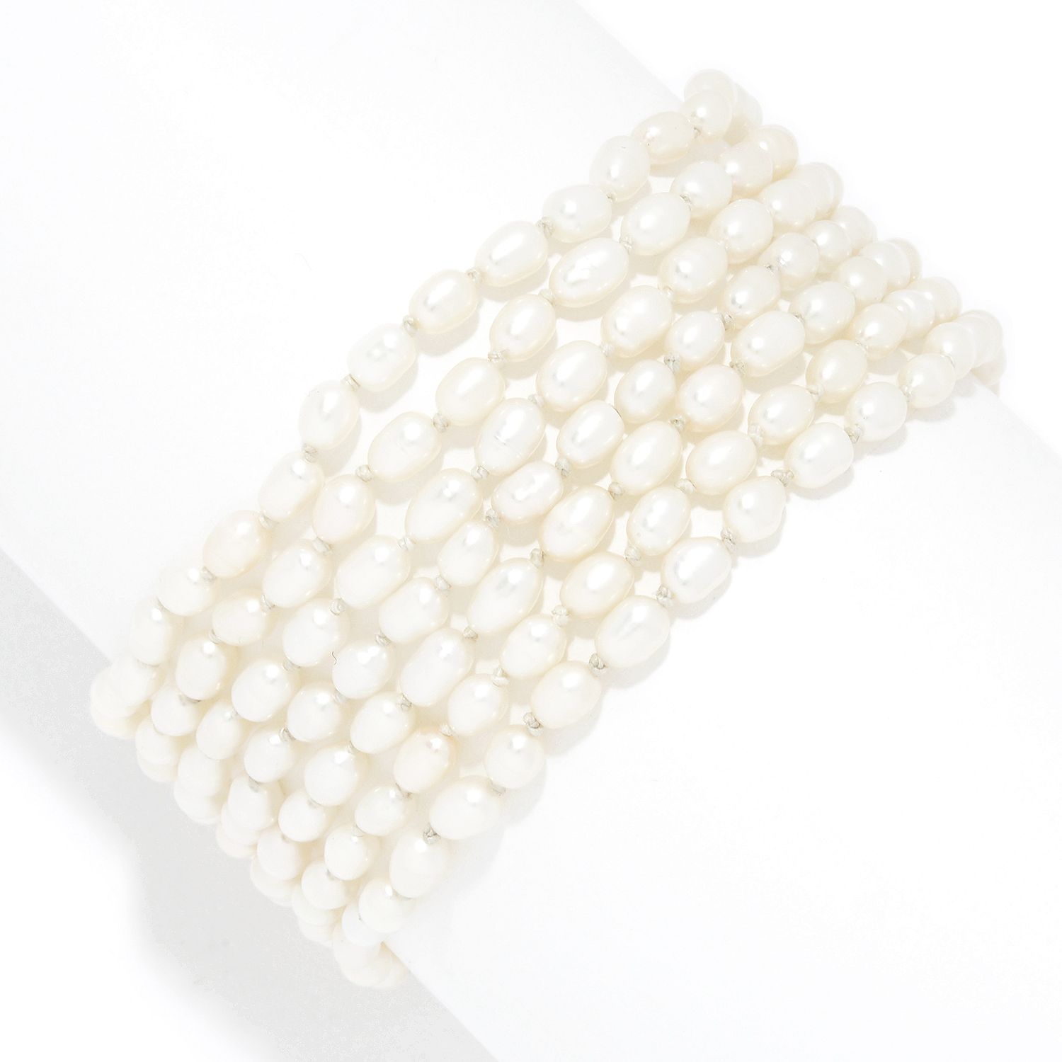 Gems en Vogue Multi Strand White Pearl Bead Bracelet