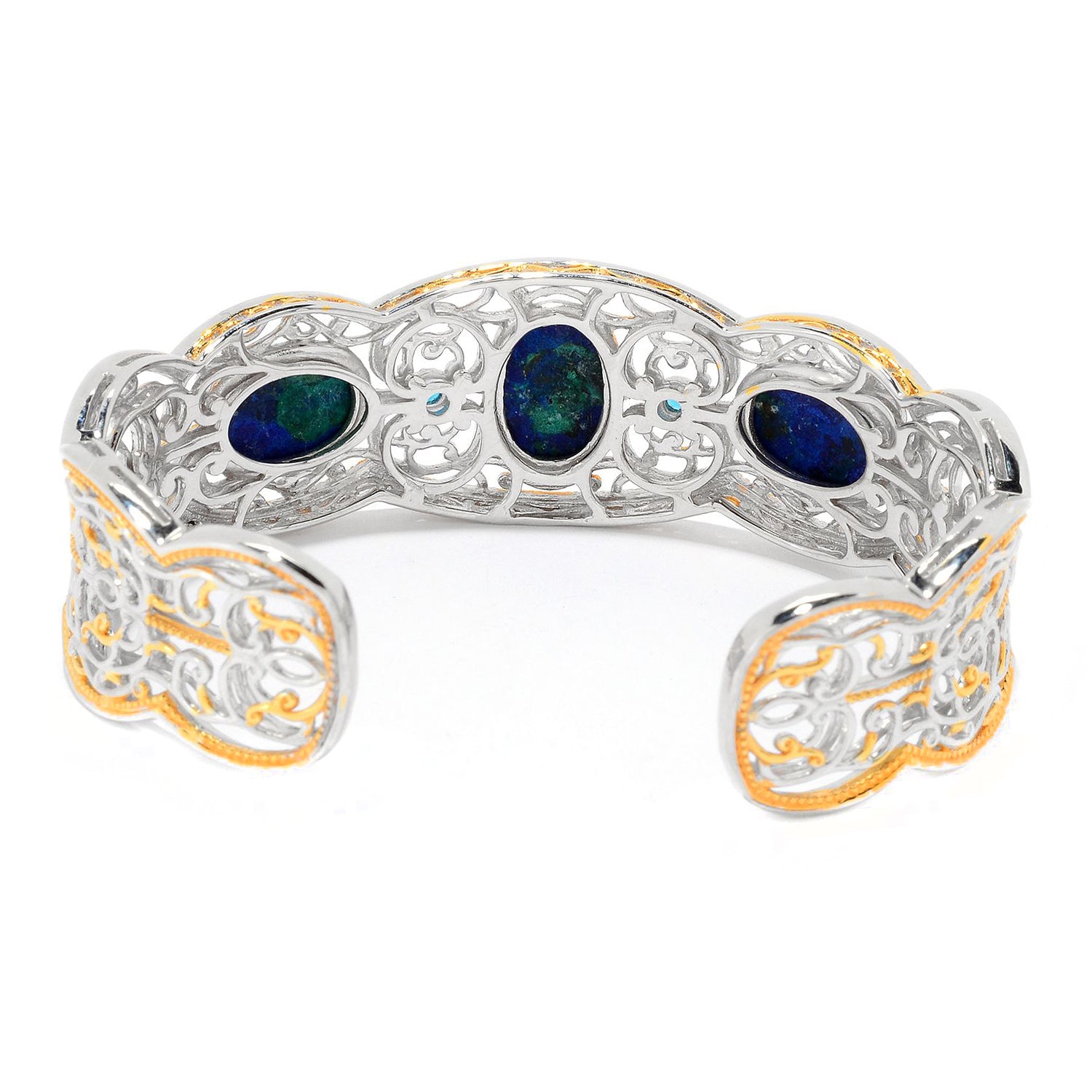 Bracelet jonc Gems en Vogue en turquoise d'azurite et fleurs multi-gemmes