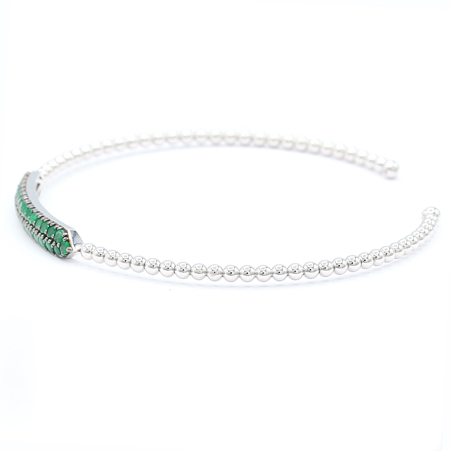 Hall of Jewels 1.28ctw Zambian Emerald Flexible Bangle Bracelet
