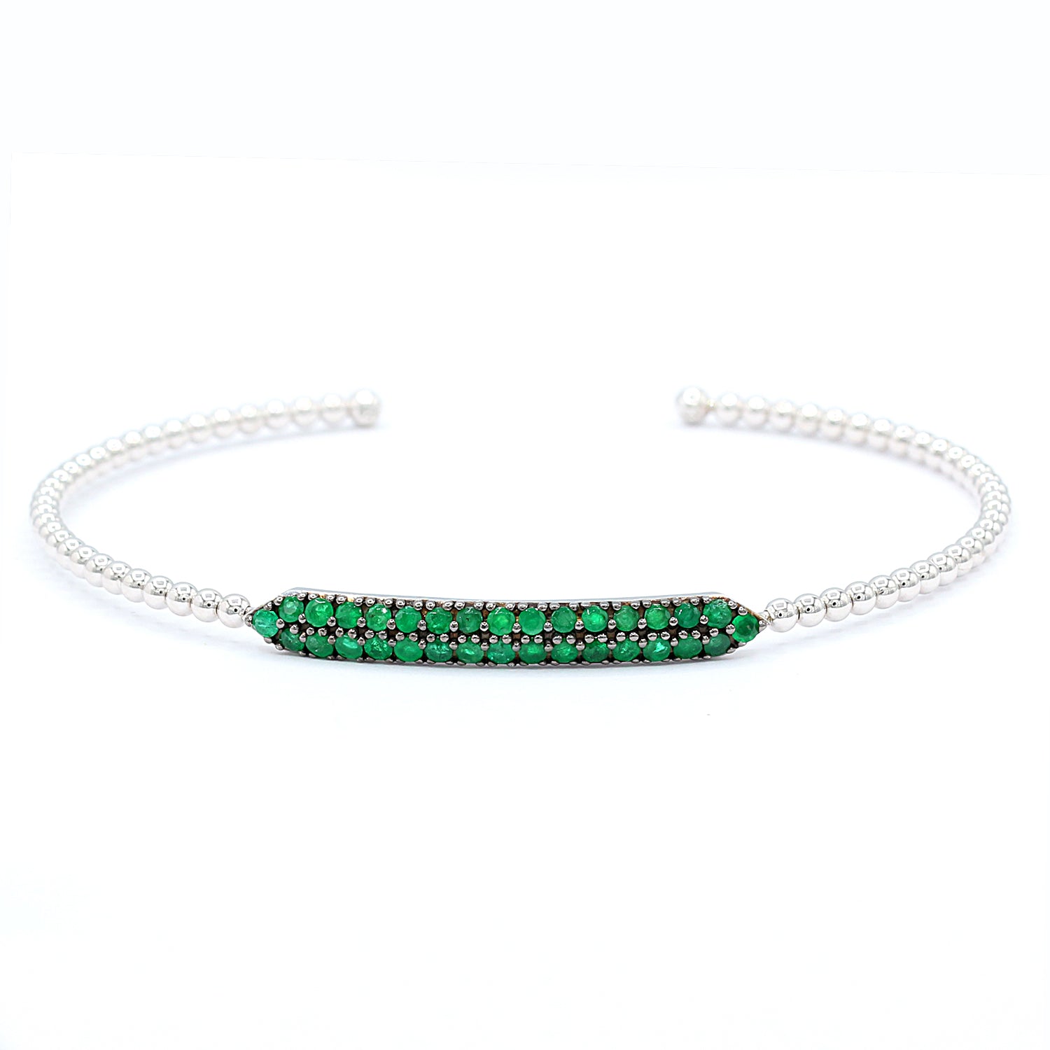 Hall of Jewels 1.28ctw Zambian Emerald Flexible Bangle Bracelet