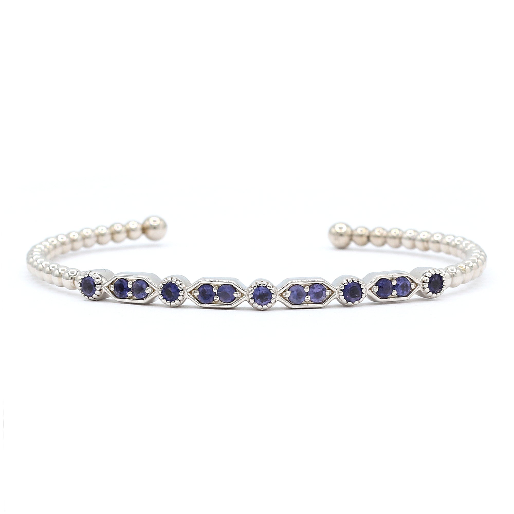 Gems en Vogue 1.27ctw Iolite Flexible Stacking Bangle Bracelet
