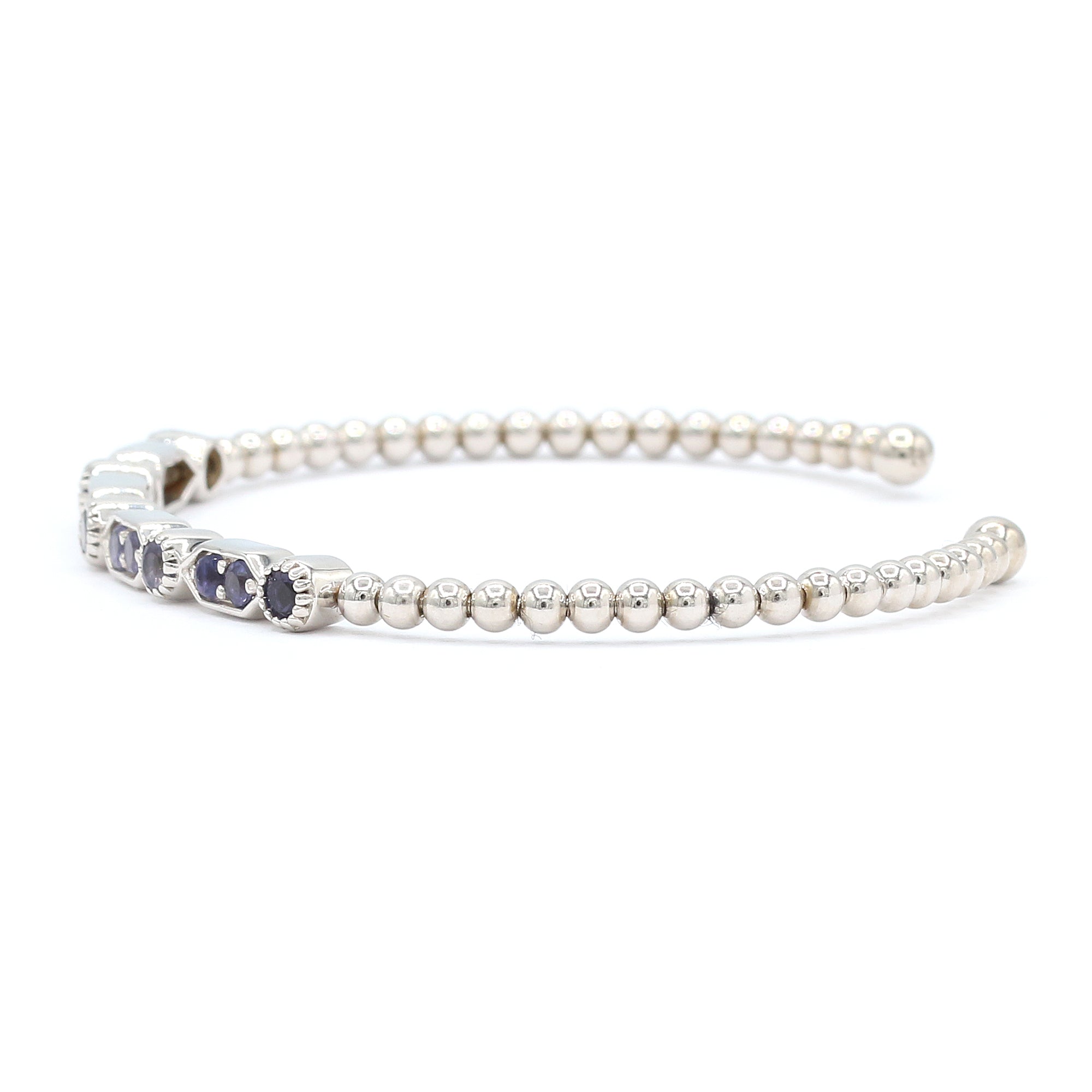 Gems en Vogue 1.27ctw Iolite Flexible Stacking Bangle Bracelet