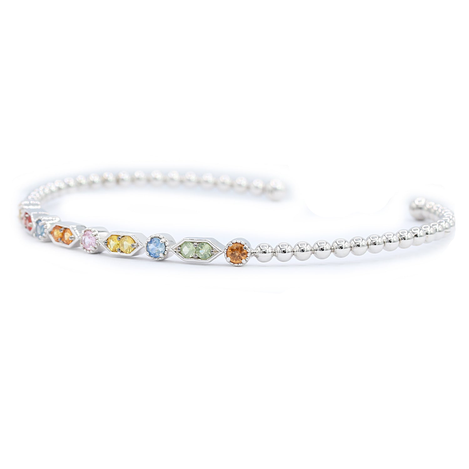 Gems en Vogue 1.29ctw Multi Sapphire Flexible Stacking Bangle Bracelet