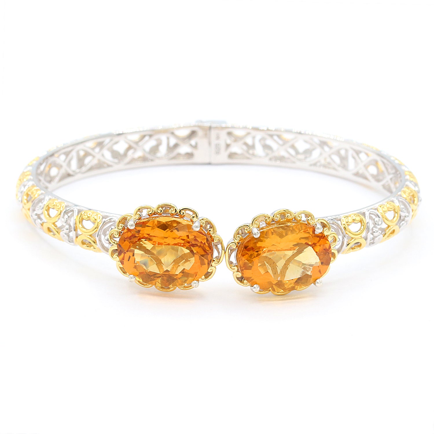 Gems en Vogue One-of-a-Kind 17.94ctw Bolivian Fire Citrine Kissing Bangle Bracelet