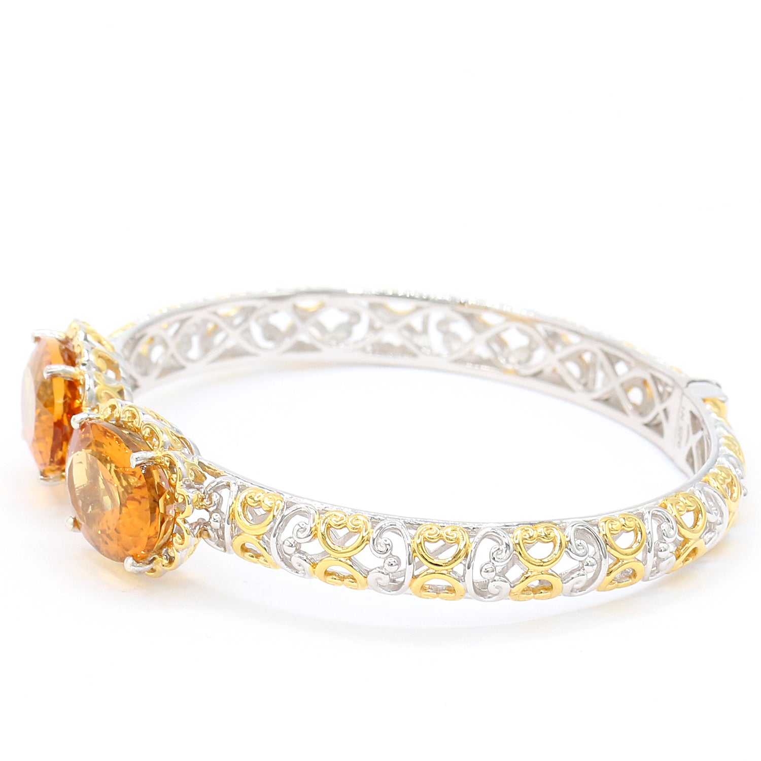 Gems en Vogue One-of-a-Kind 17.94ctw Bolivian Fire Citrine Kissing Bangle Bracelet