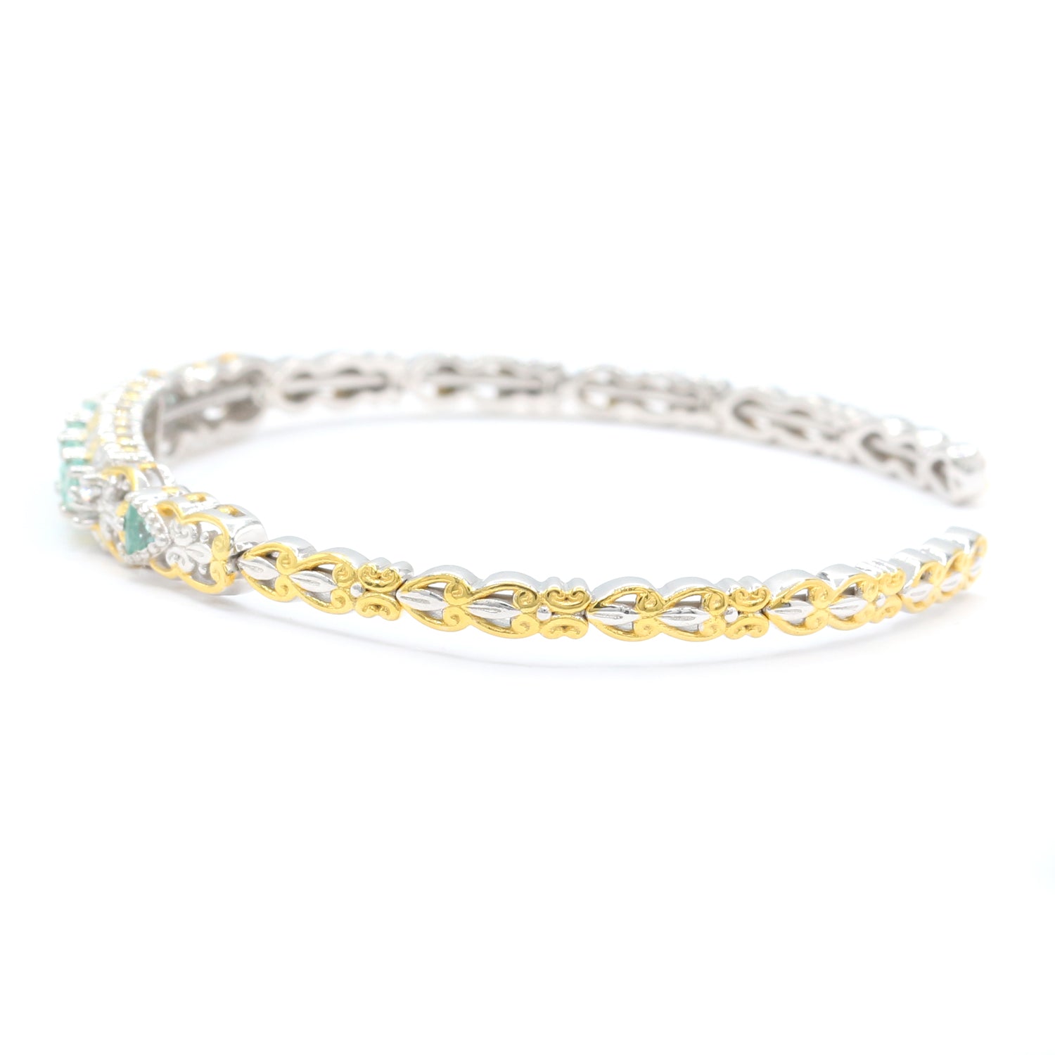 Gems en Vogue 1.96ctw Dauphin Apatite & White Zircon Bangle Bracelet