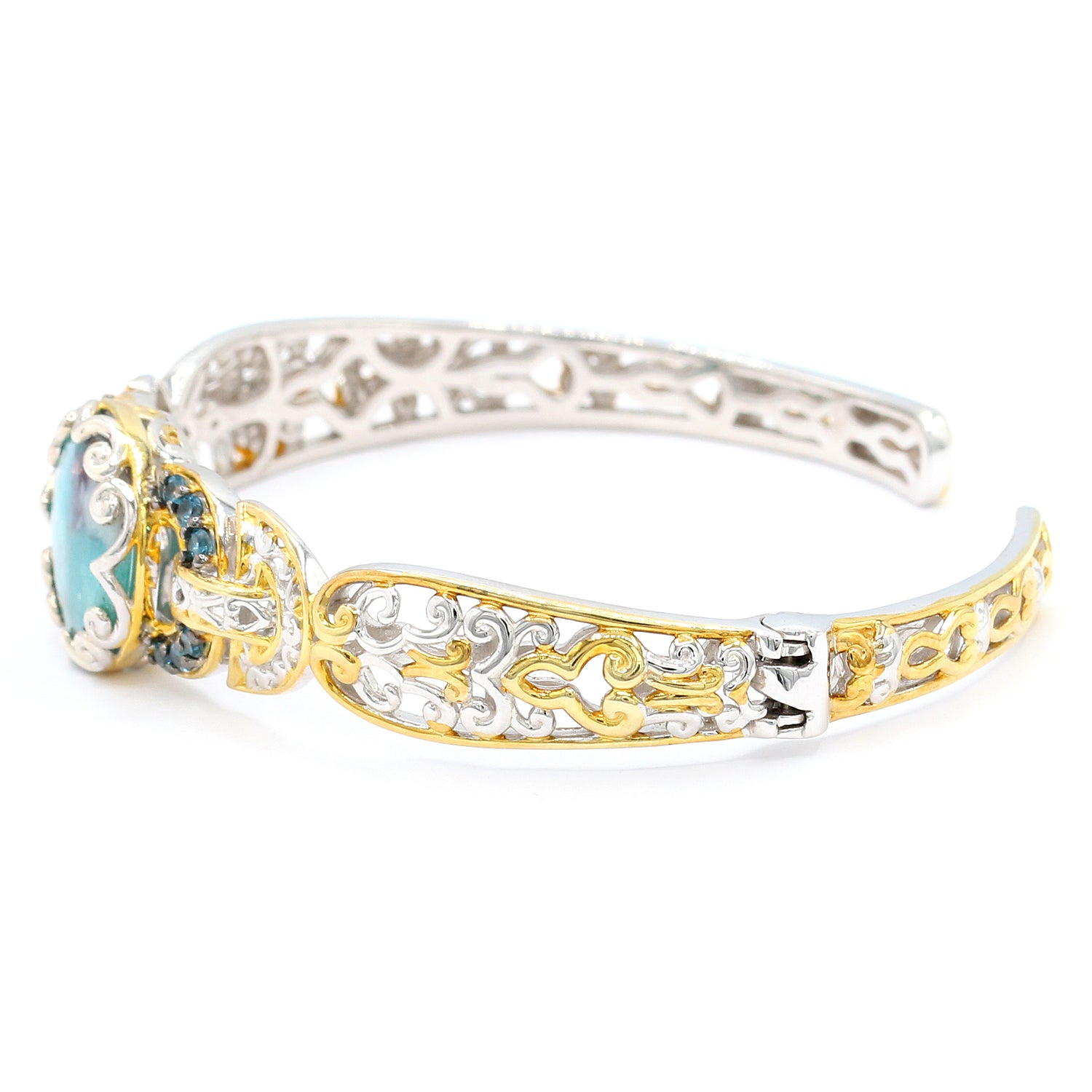 Gems en Vogue Paraiba Tourmaline & London Blue Topaz Bangle Bracelet