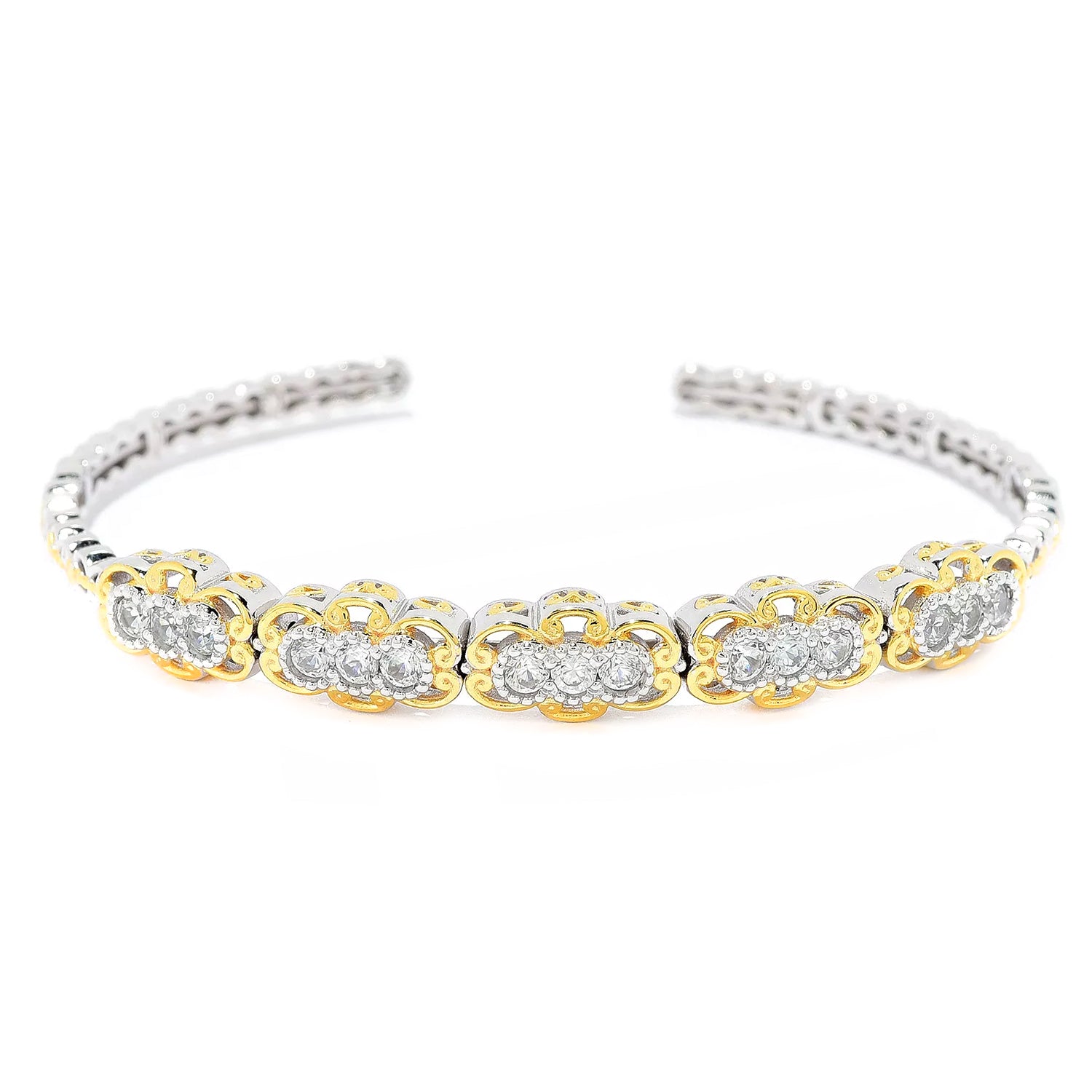 Gems en Vogue 1.80ctw White Zircon Flexible Bangle Bracelet