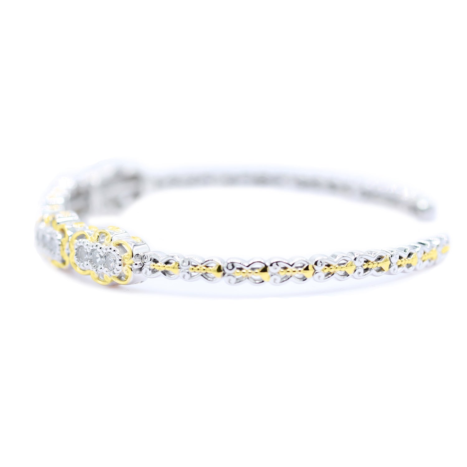 Gems en Vogue 1.80ctw White Zircon Flexible Bangle Bracelet