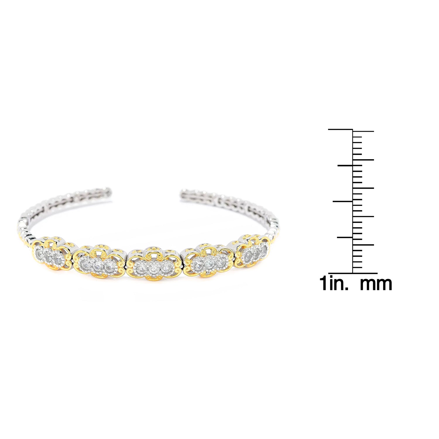 Gems en Vogue 1.80ctw White Zircon Flexible Bangle Bracelet