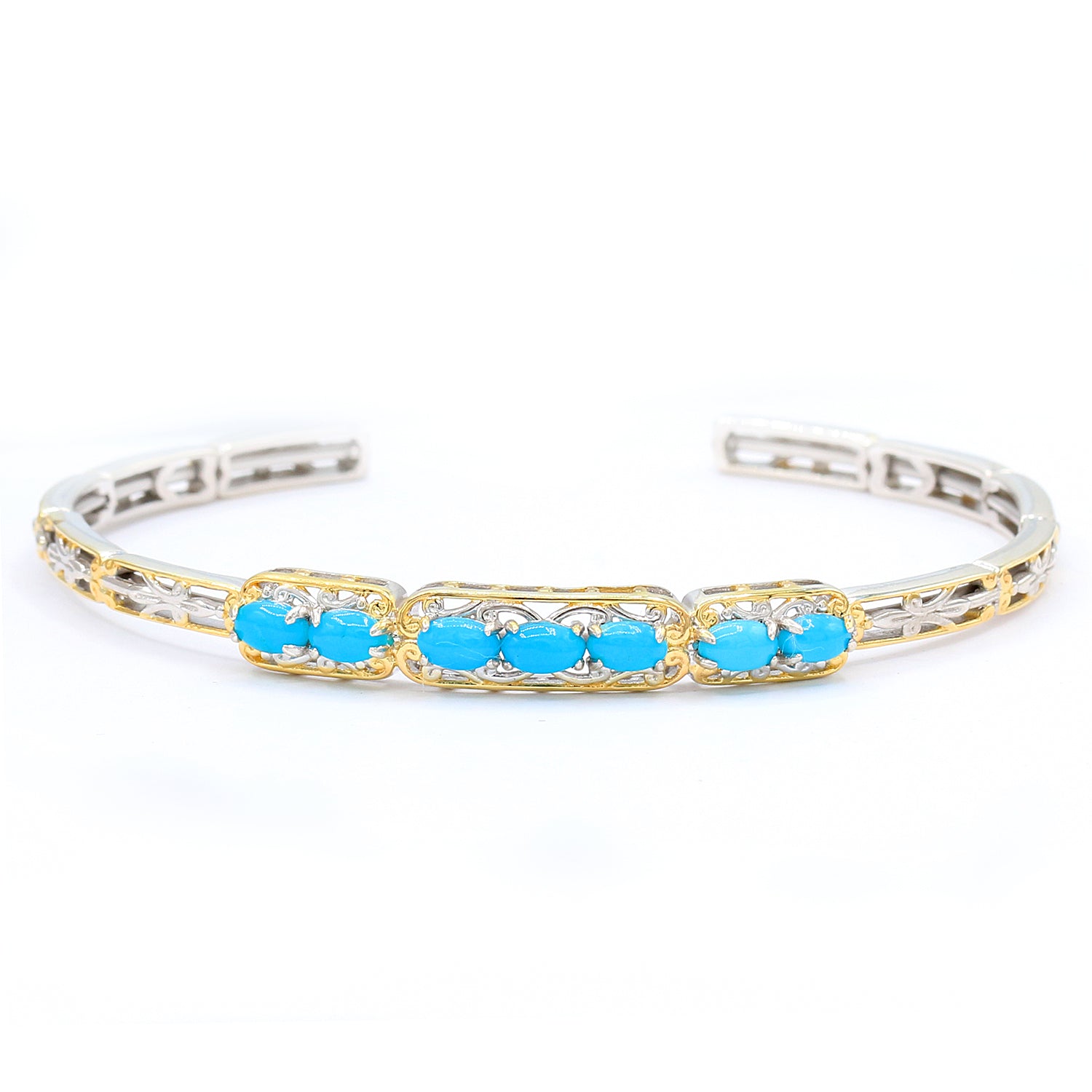 Gems en Vogue Sleeping Beauty Turquoise Flexible Cuff Bangle Bracelet