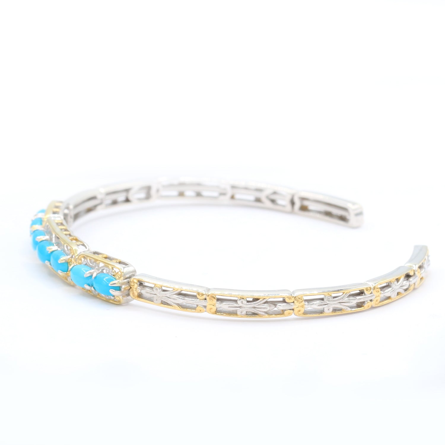 Gems en Vogue Sleeping Beauty Turquoise Flexible Cuff Bangle Bracelet