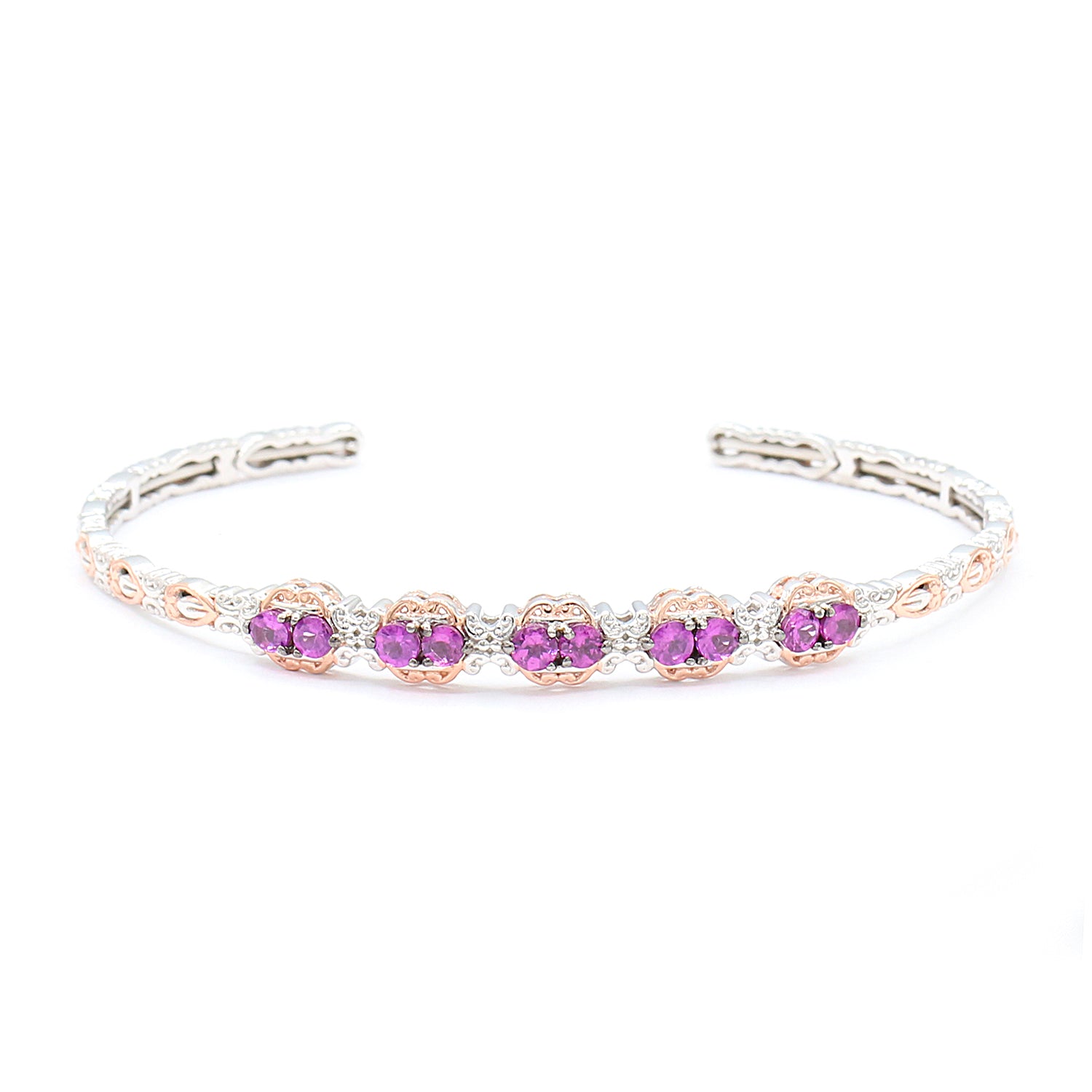 Gems en Vogue 1.40ctw Color Change Purple Garnet Cuff Bangle Bracelet