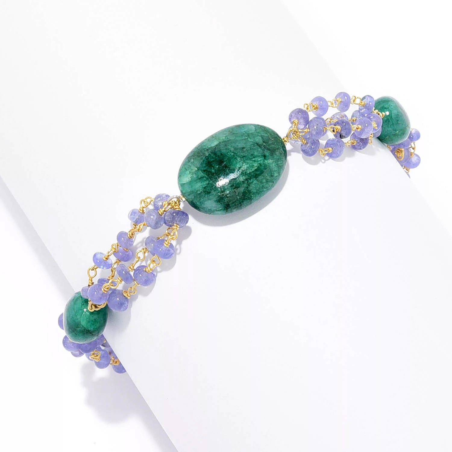 Gems en Vogue Emerald & Tanzanite Bead Bracelet