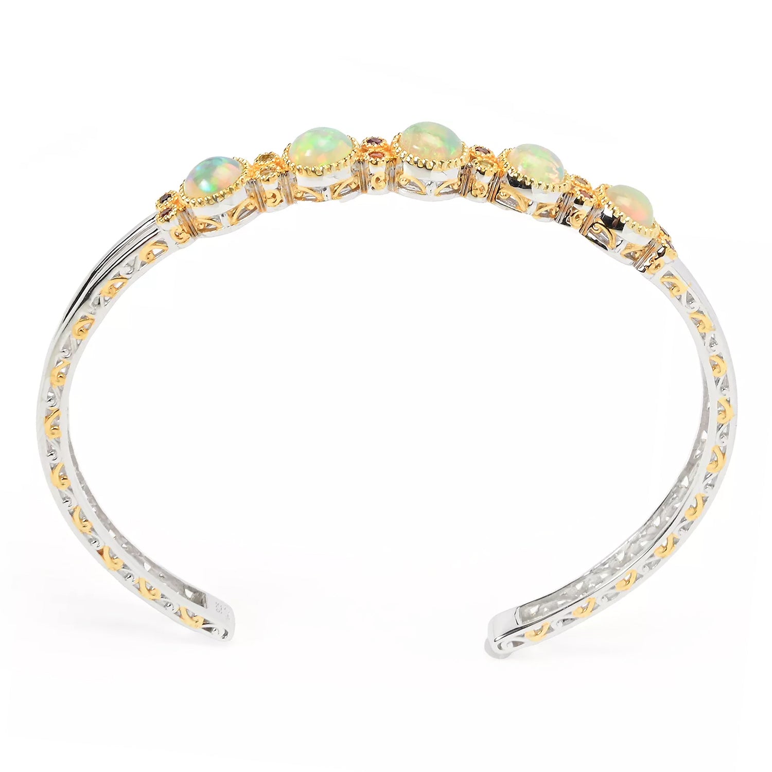 Gems en Vogue Ethiopian Opal & Multi Gemstones Bangle Bracelet