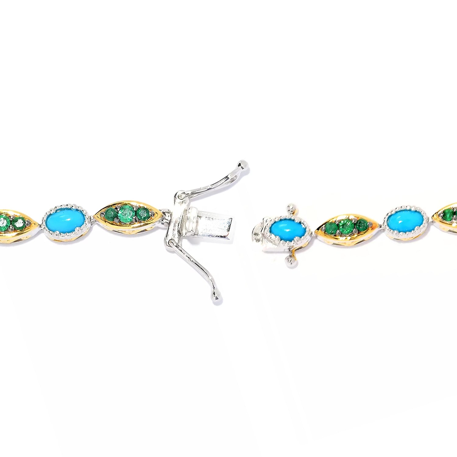 Gems en Vogue Sleeping Beauty Turquoise & Emerald Line Bracelet