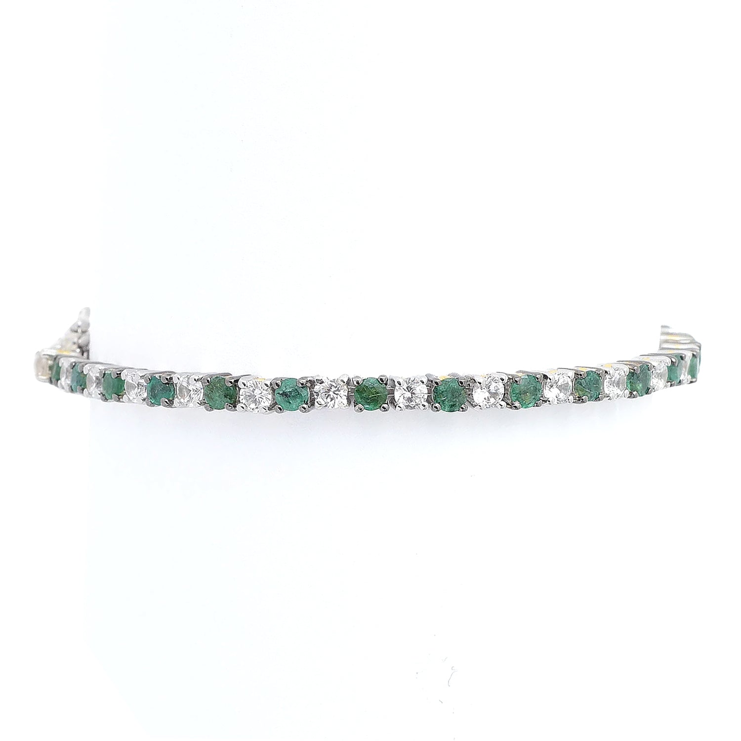 Gems en Vogue 7.23ctw Grizzly Emerald & White Zircon Tennis Bracelet