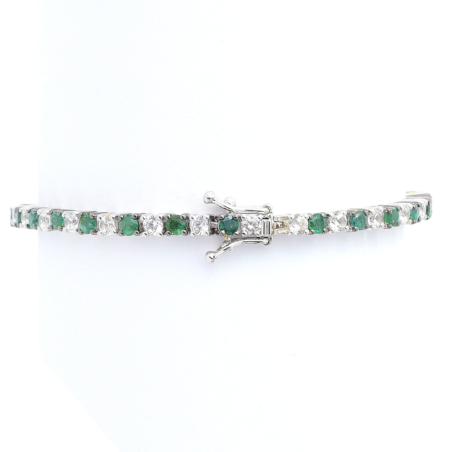 Gems en Vogue 7.23ctw Grizzly Emerald & White Zircon Tennis Bracelet