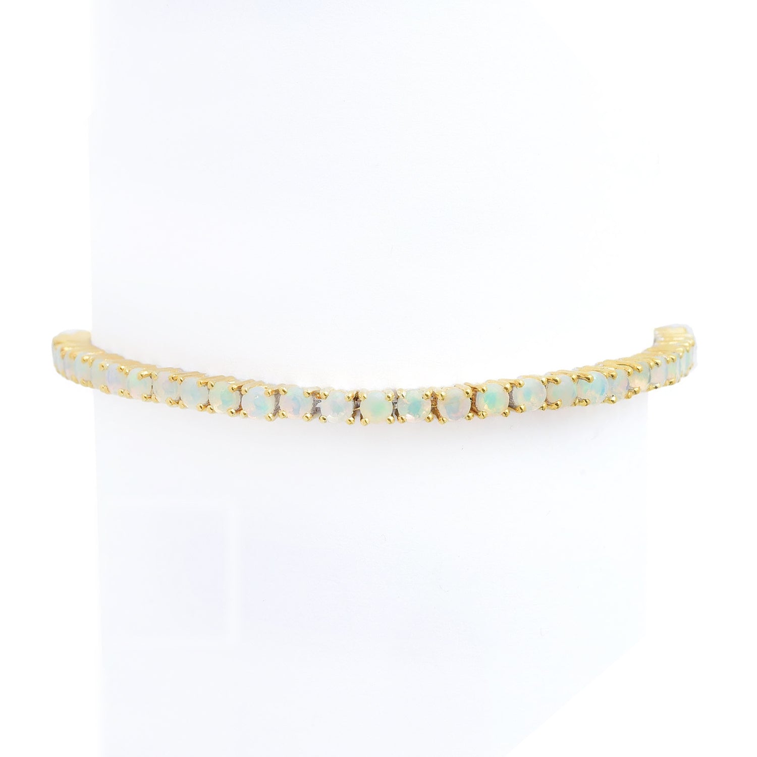 Gems en Vogue 7.67ctw Round Ethiopian Opal Tennis Bracelet