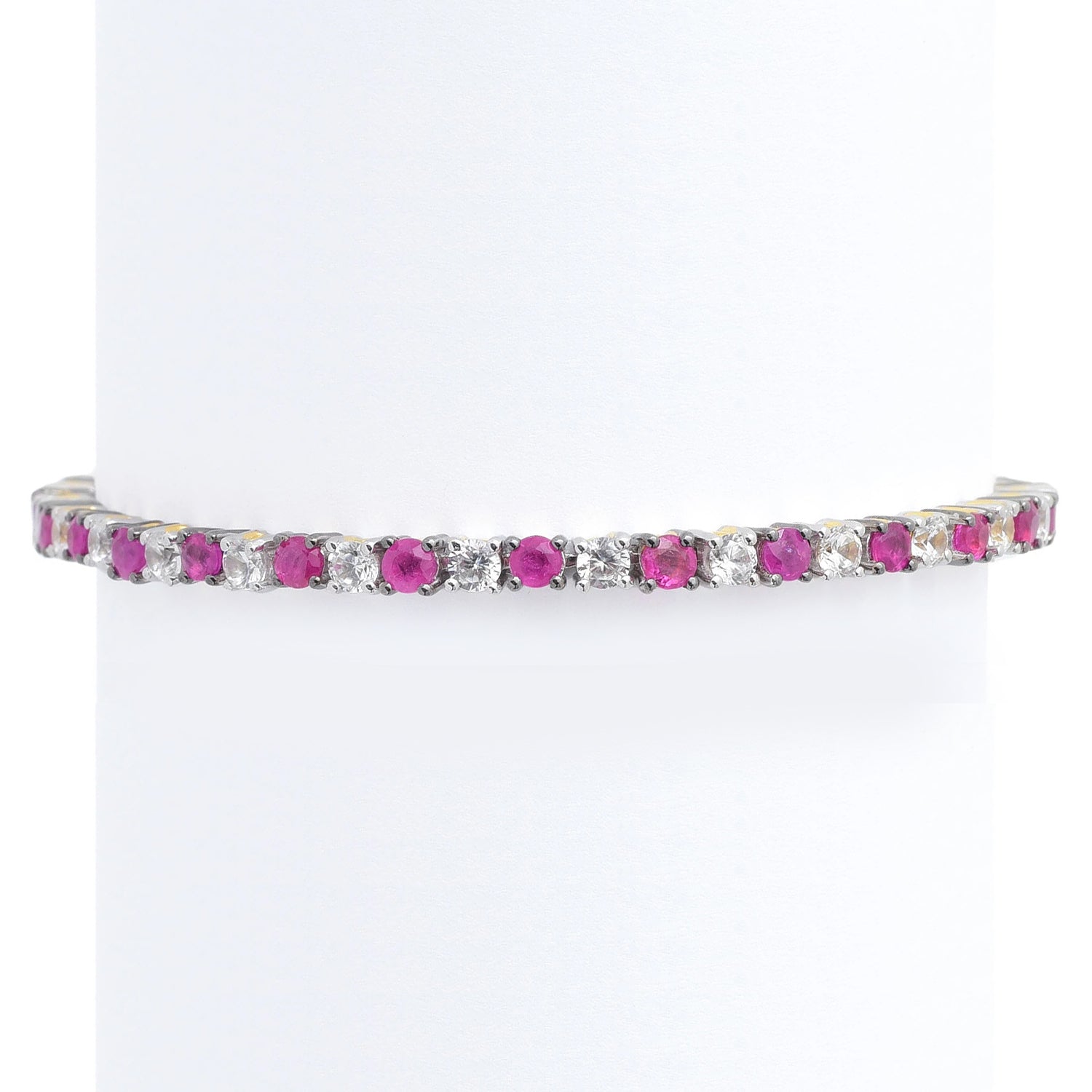 Gems en Vogue 8.59ctw Ruby & White Zircon Tennis Bracelet