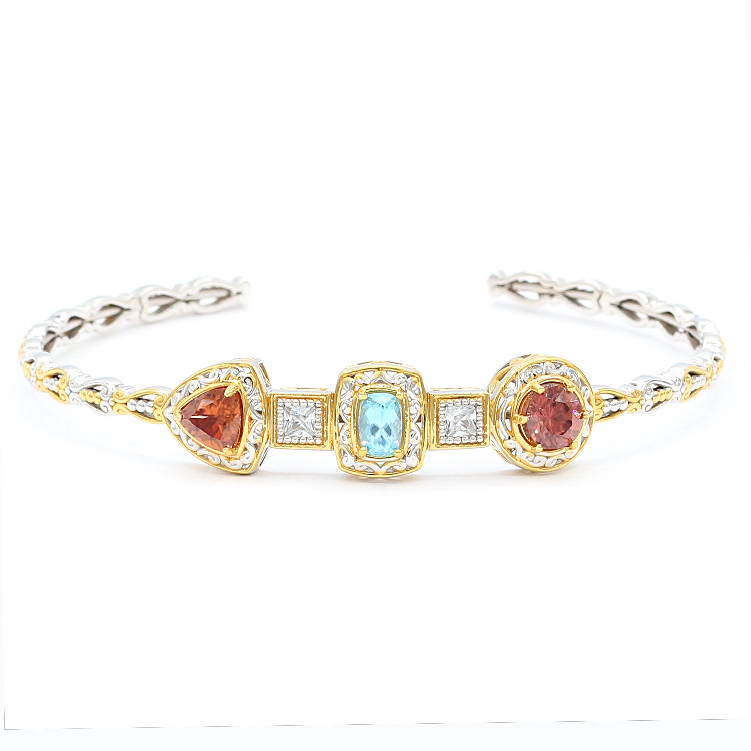 Gems en Vogue 3.14ctw Multi Zircon Cuff Bangle Bracelet