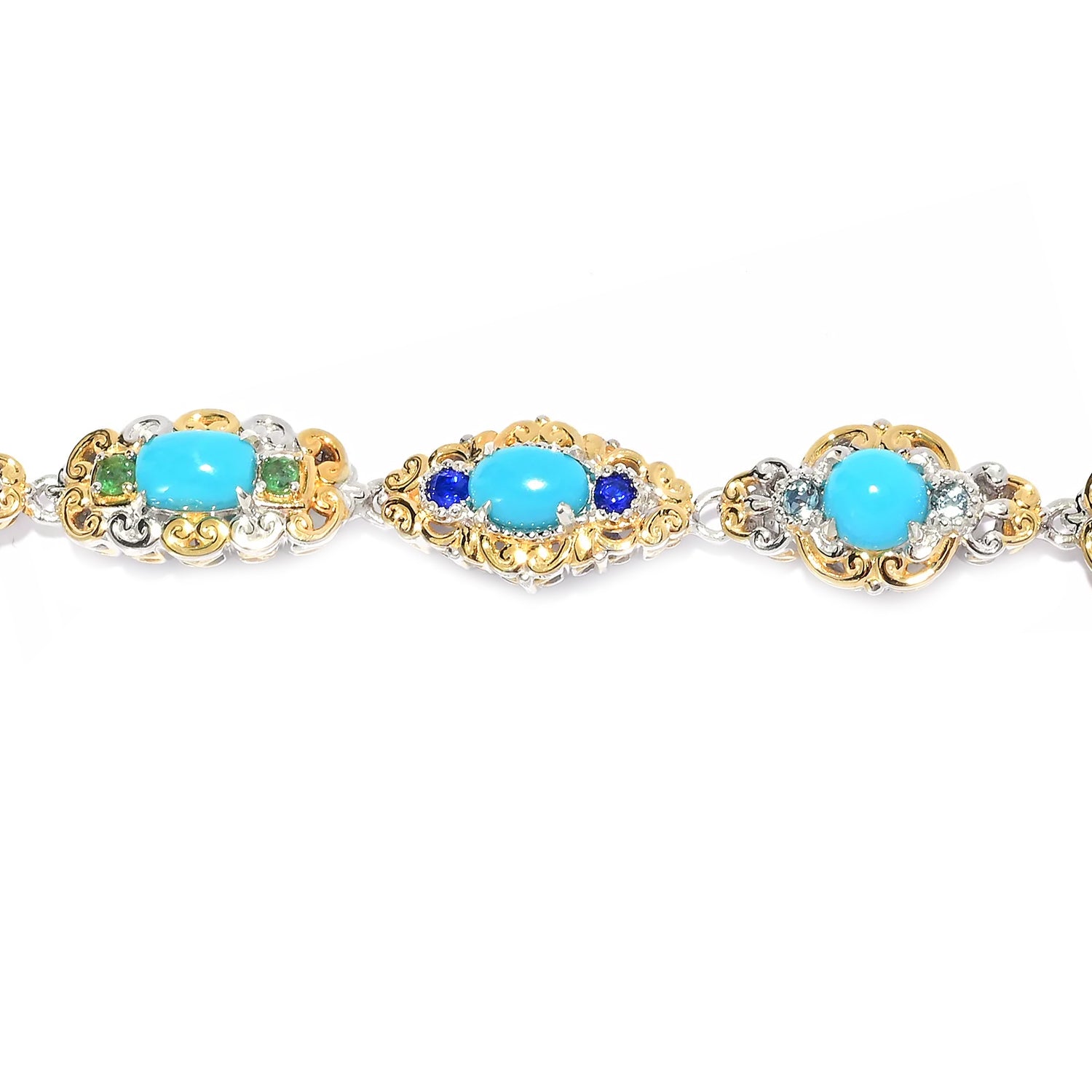 Gems en Vogue Sleeping Beauty Turquoise & Multi Gemstones Bracelet