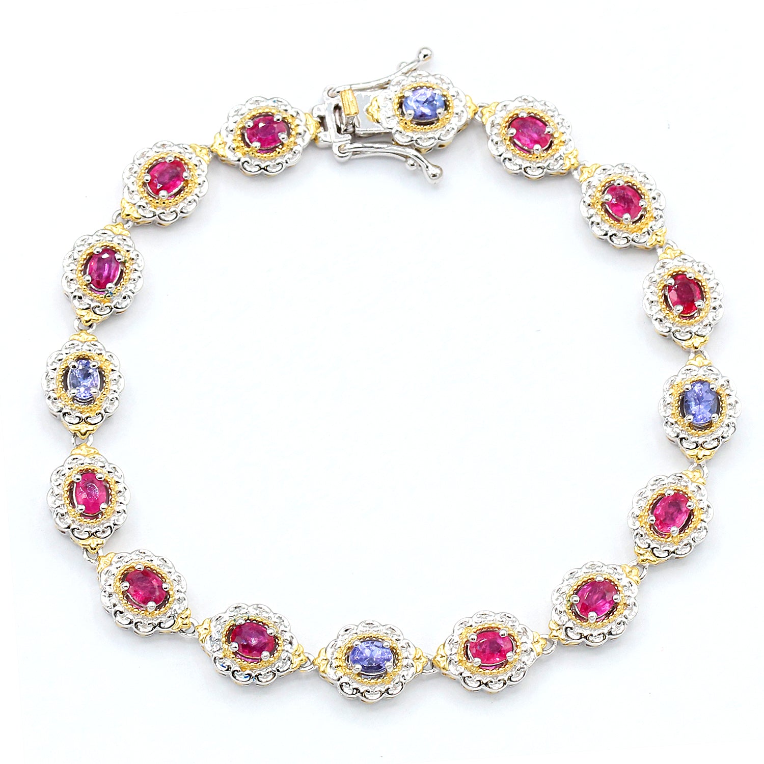 Gems en Vogue 3.35ctw Ruby & Tanzanite Tennis Bracelet