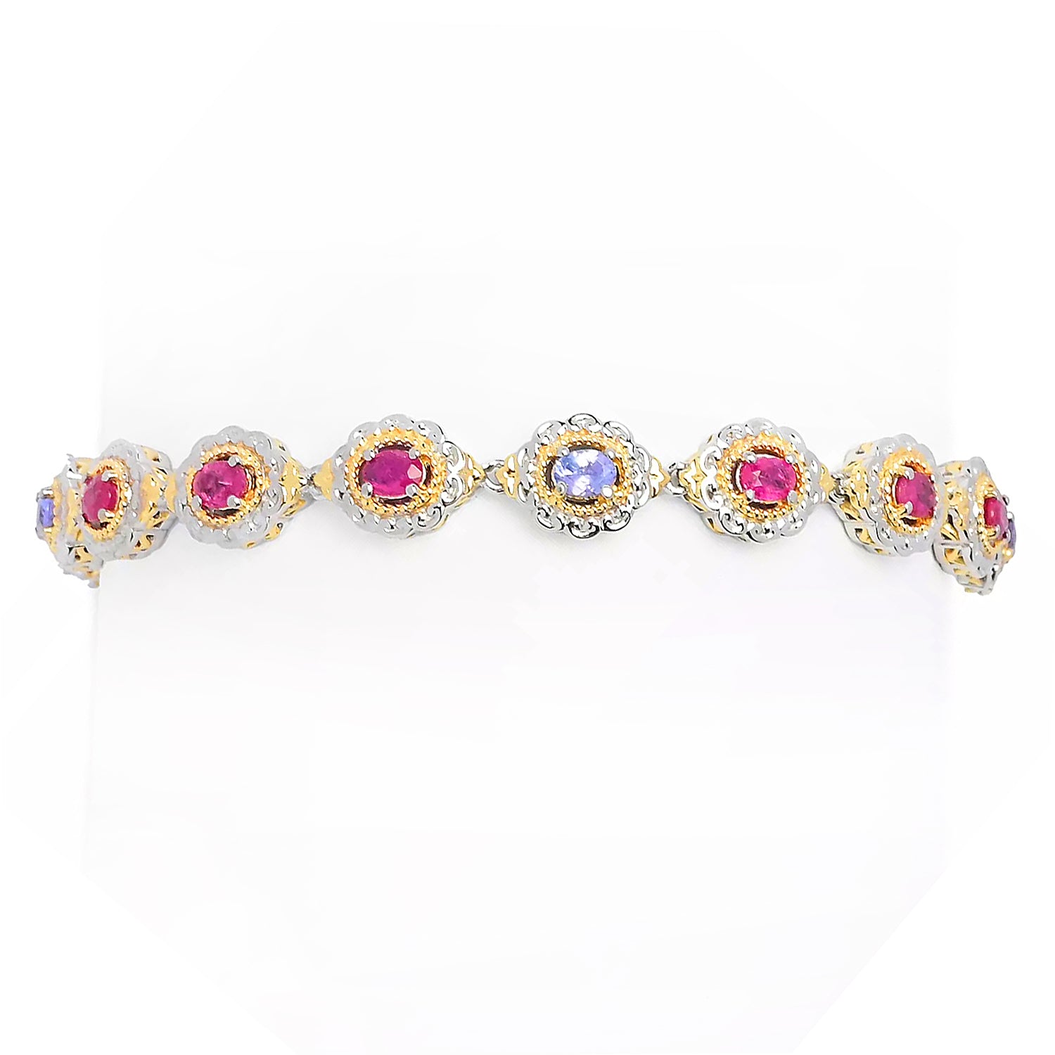 Gems en Vogue 3.35ctw Ruby & Tanzanite Tennis Bracelet