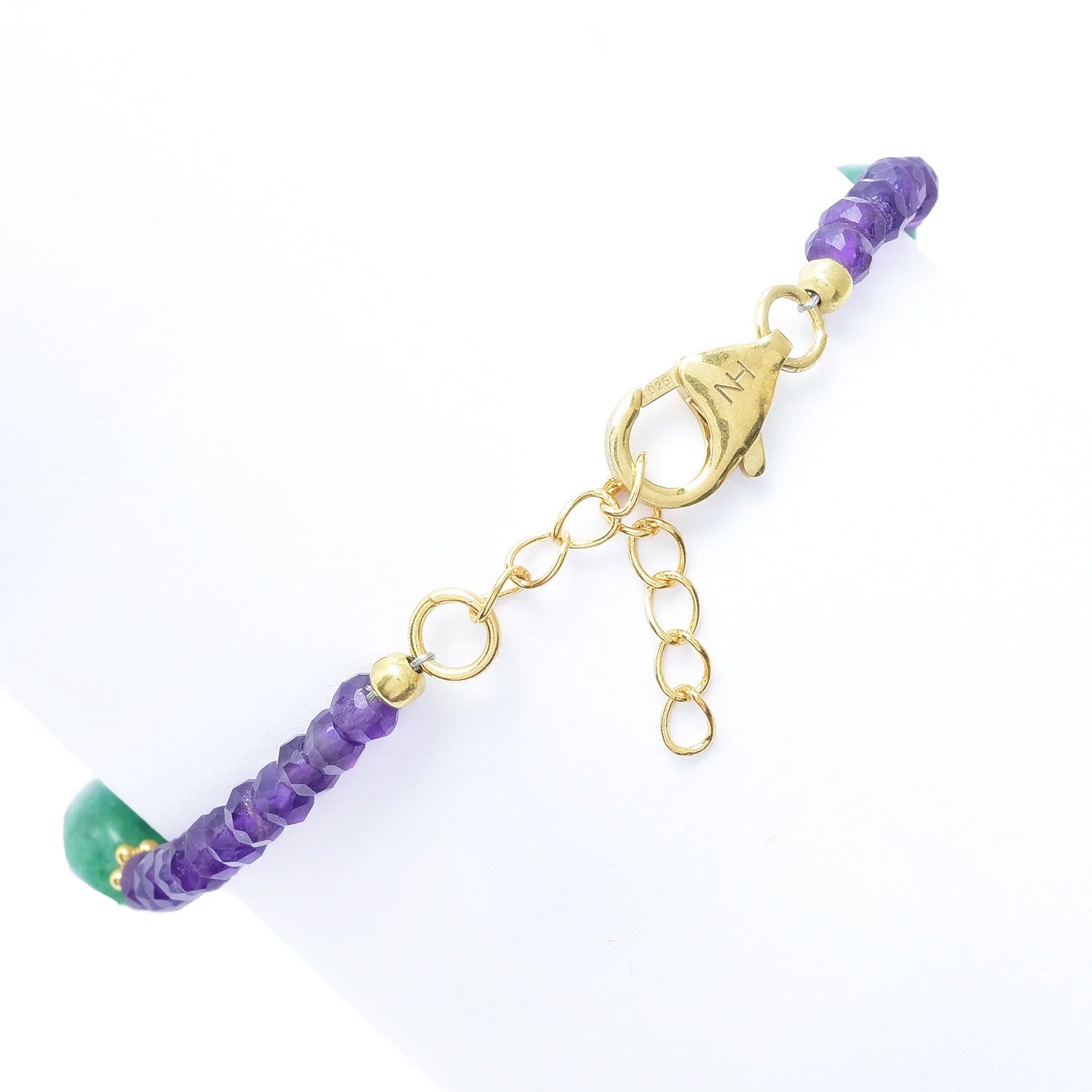 Gems en Vogue Tumbled Emerald & Amethyst Beaded Bracelet