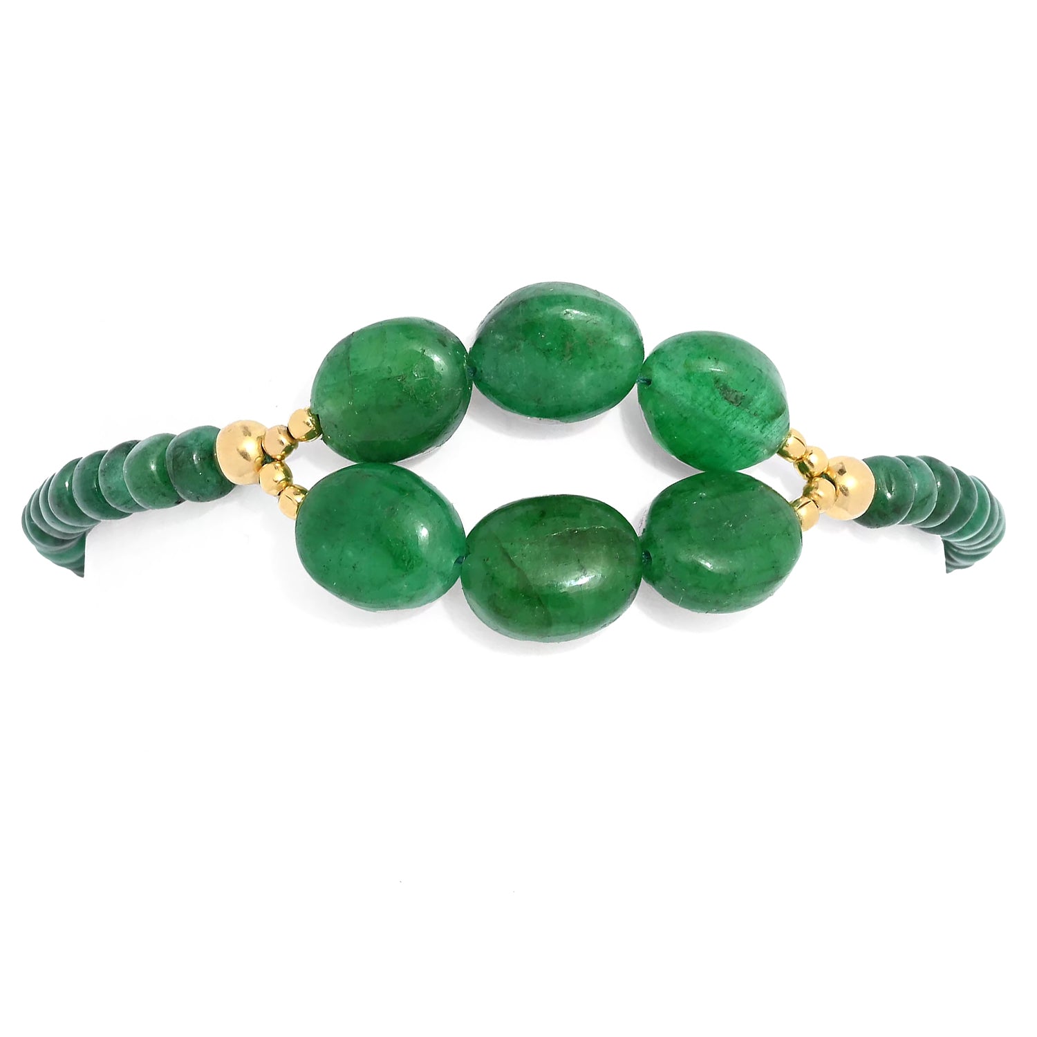 Gems en Vogue Tumbled Bead Emerald 2-Row Bracelet