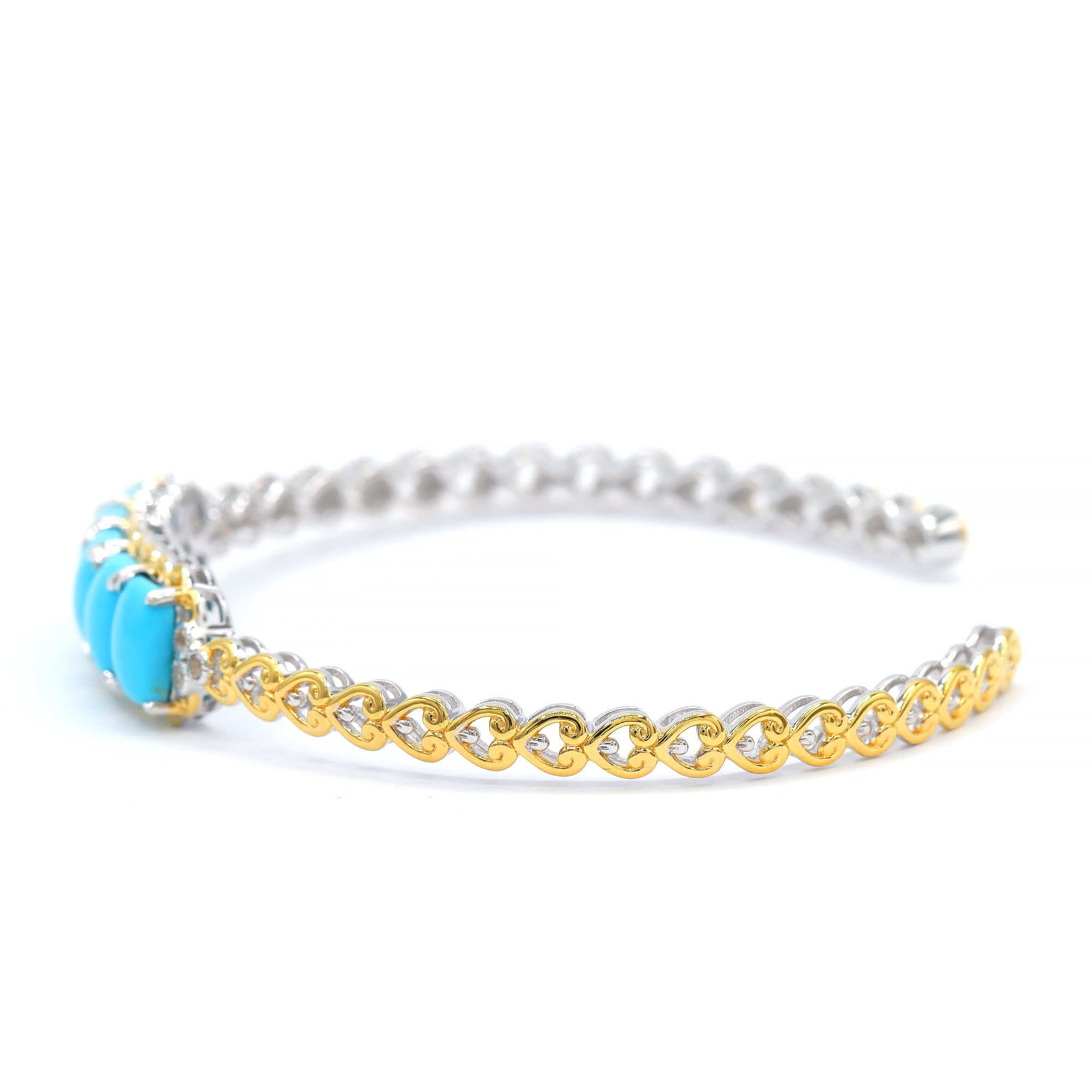 Bracelet manchette en turquoise La Belle au Bois Dormant et zircons blancs Gems en Vogue