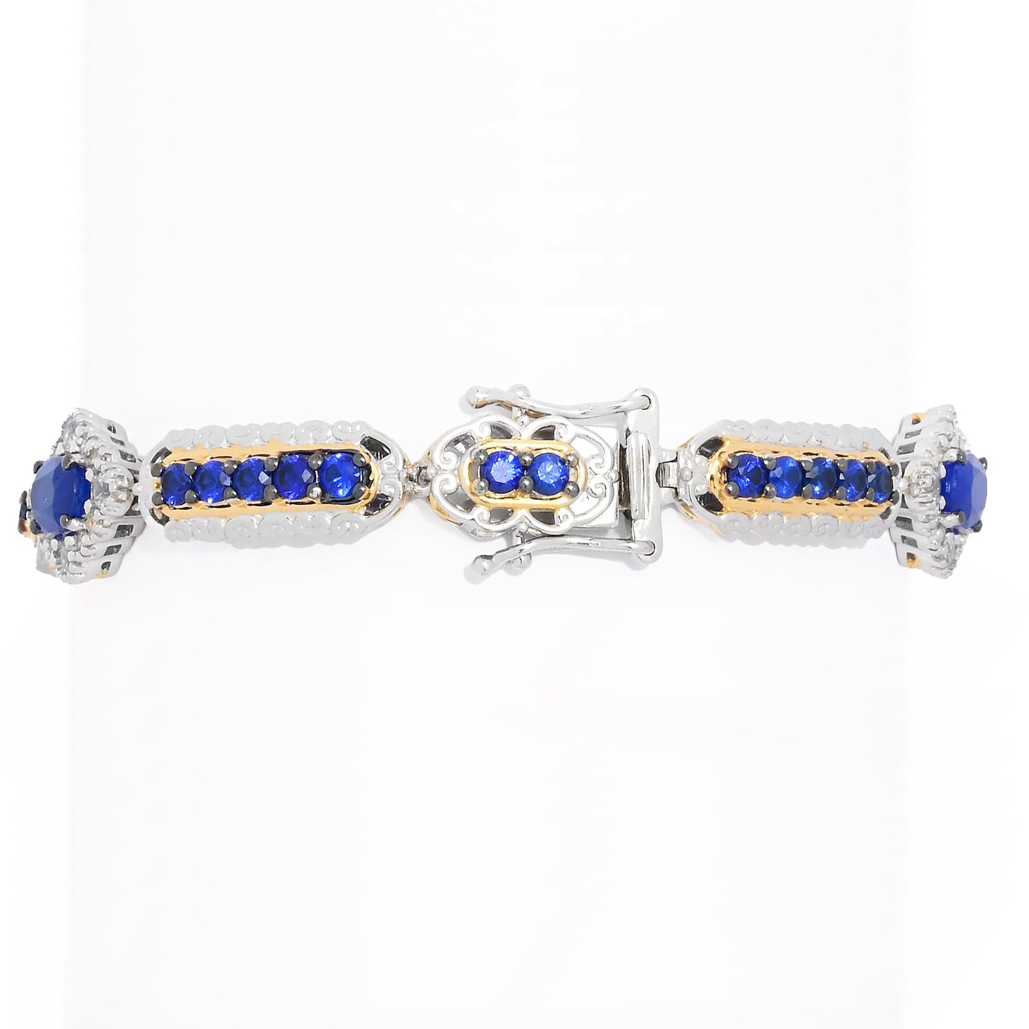 Gems en Vogue 7.58ctw Cobalt Blue Spinel & White Zircon Bracelet