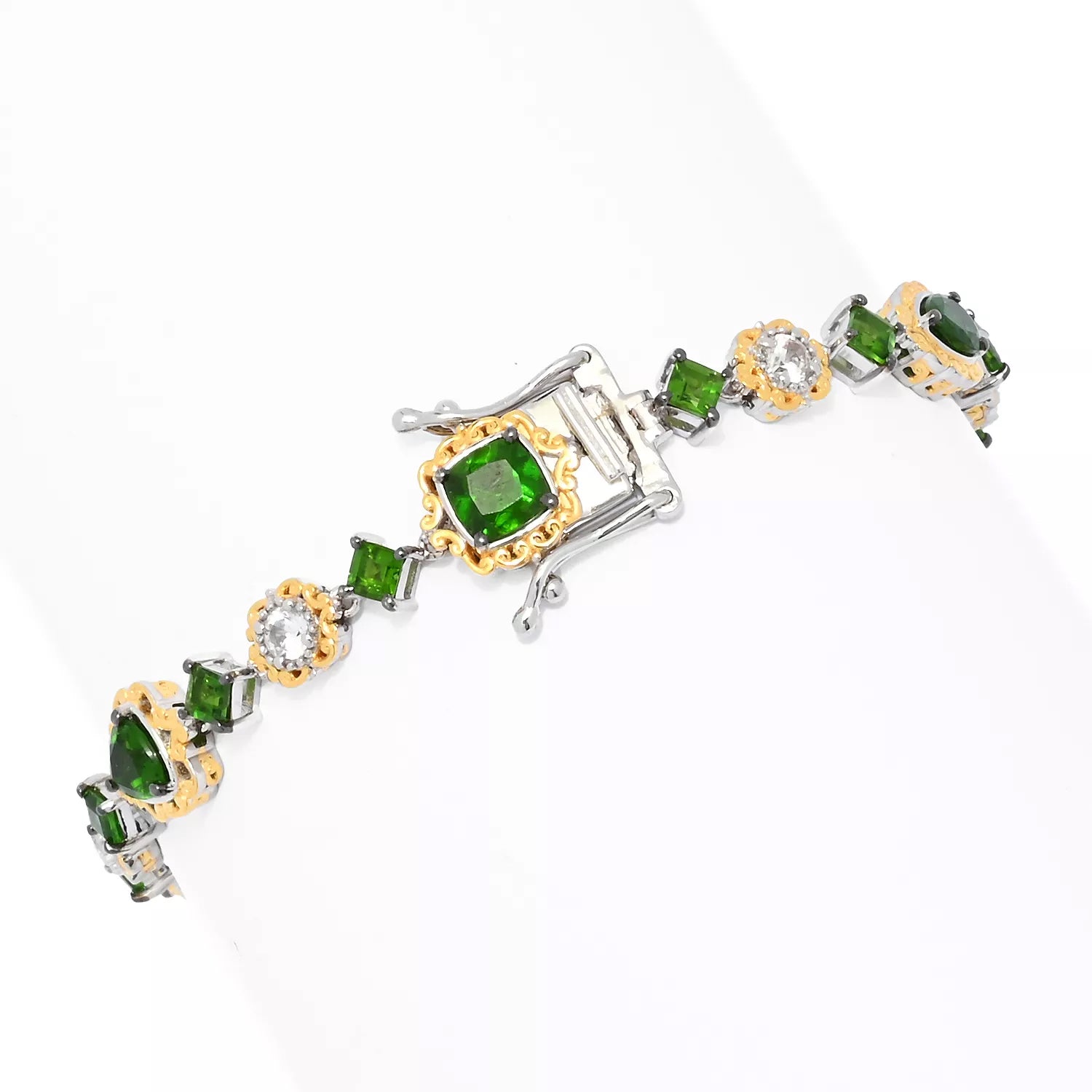 Gems en Vogue 6.18ctw Chrome Diopside & White Zircon Tennis Bracelet