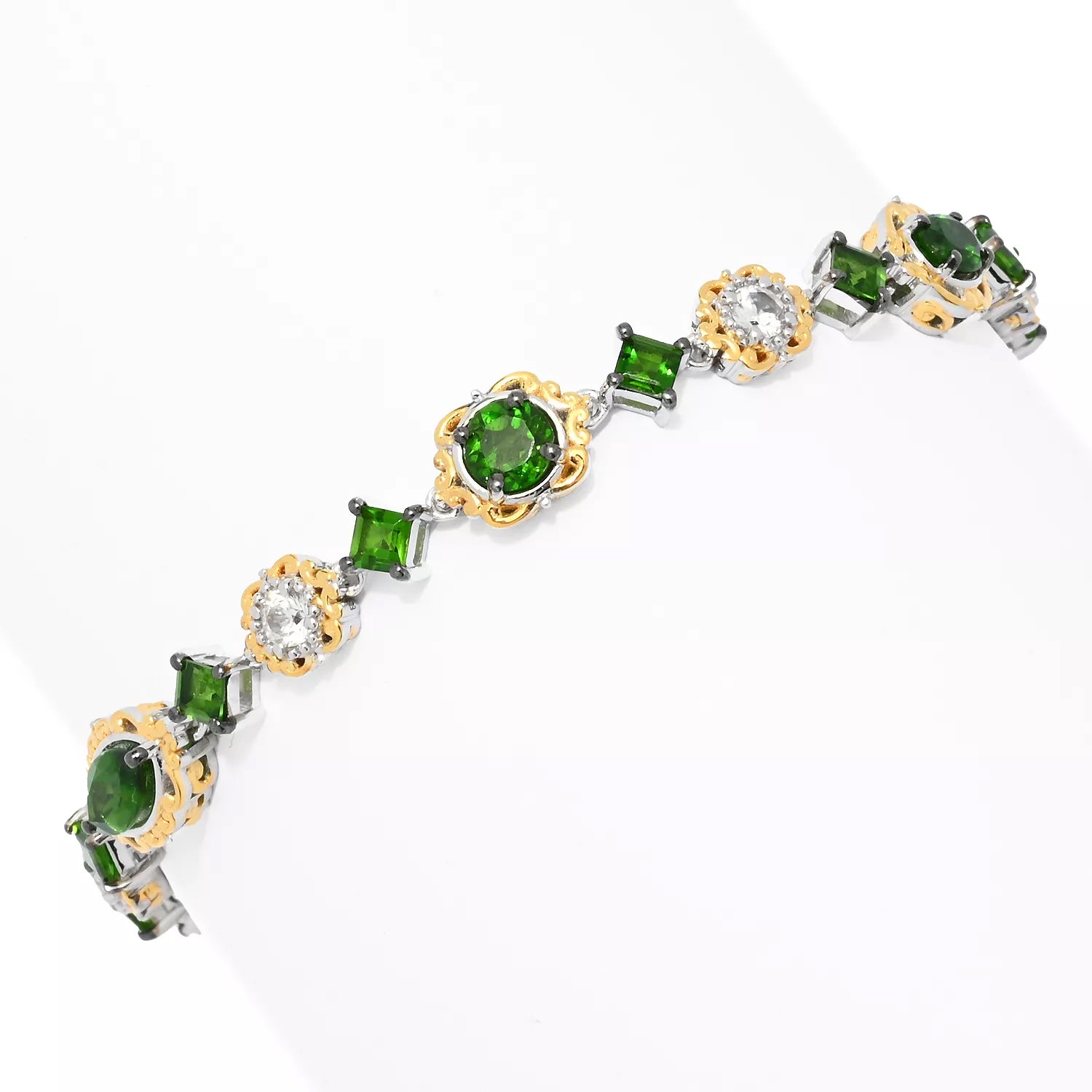 Gems en Vogue 6.18ctw Chrome Diopside & White Zircon Tennis Bracelet