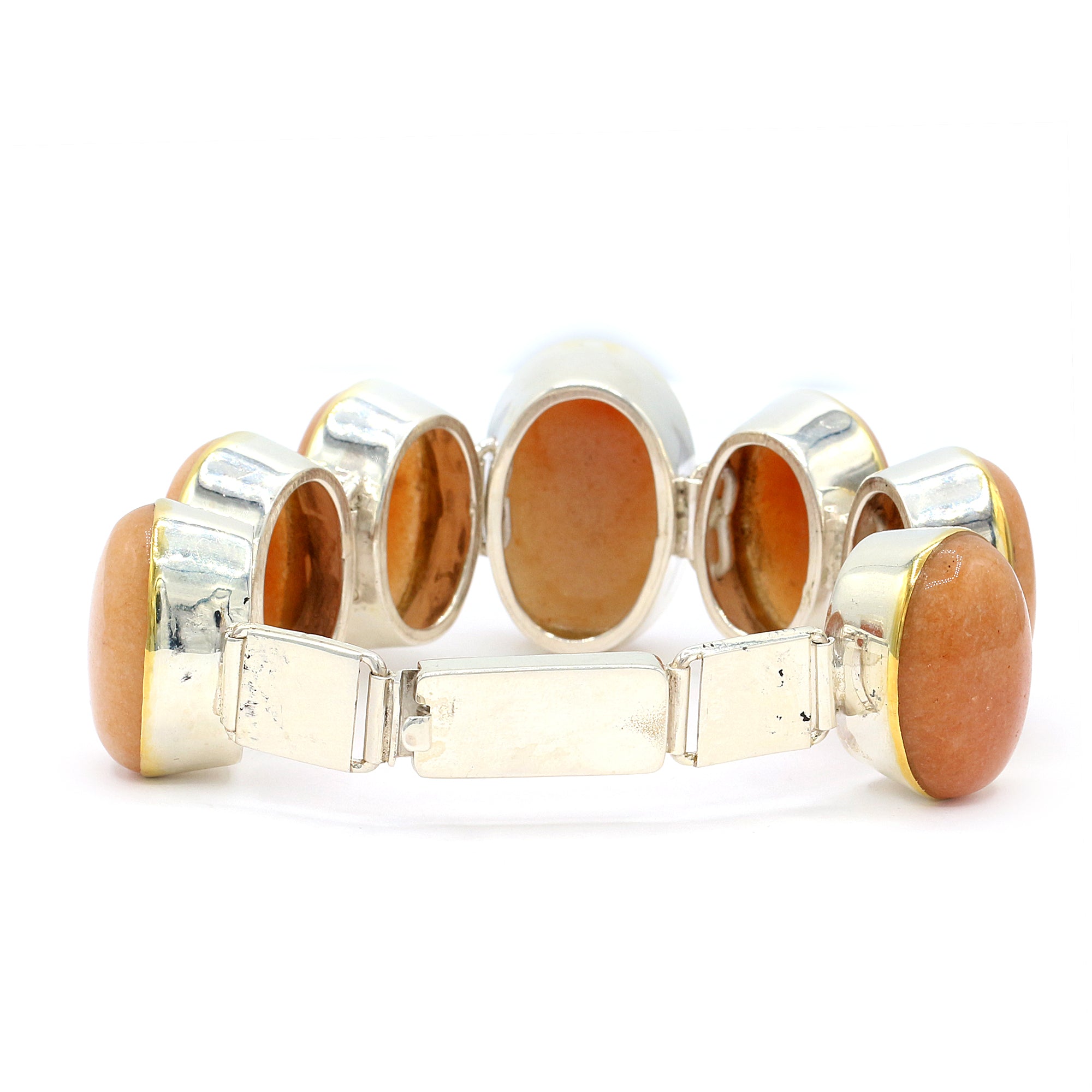 Bracelet jonc en pierre de lune pêche Gems en Vogue