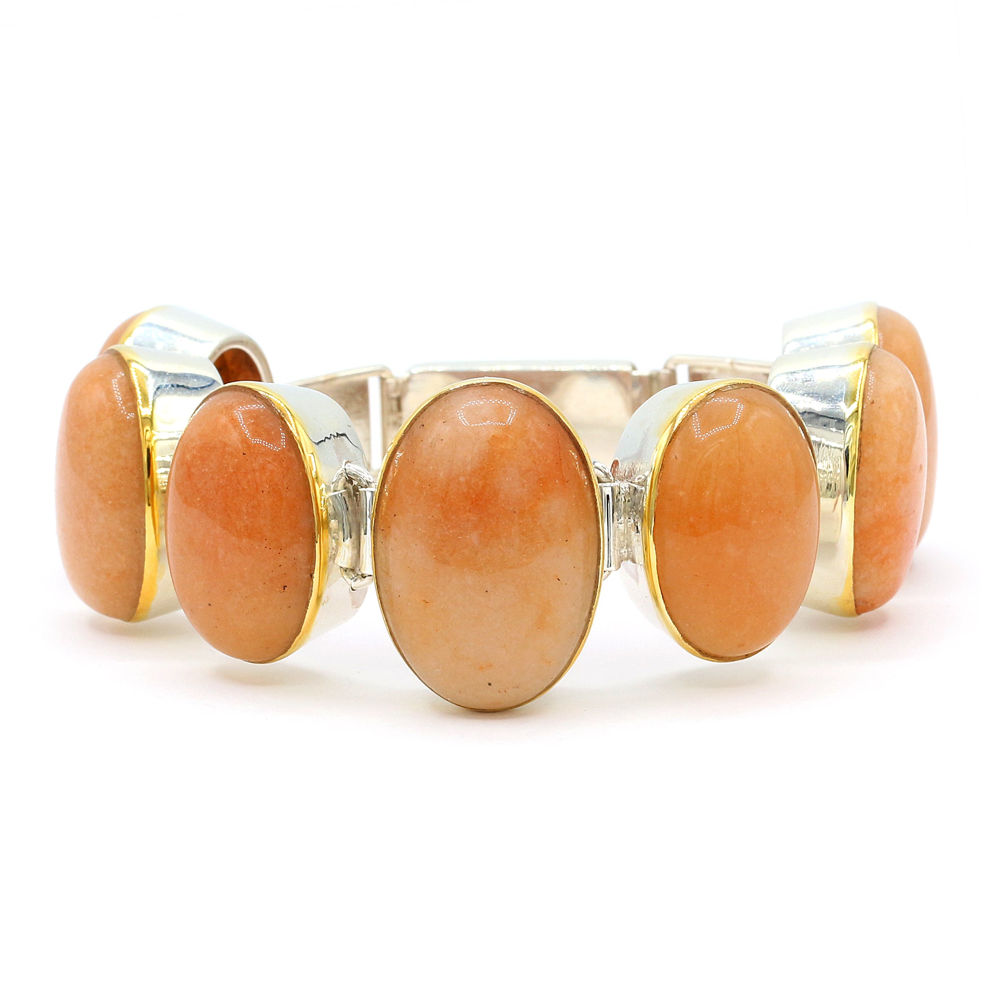 Bracelet jonc en pierre de lune pêche Gems en Vogue