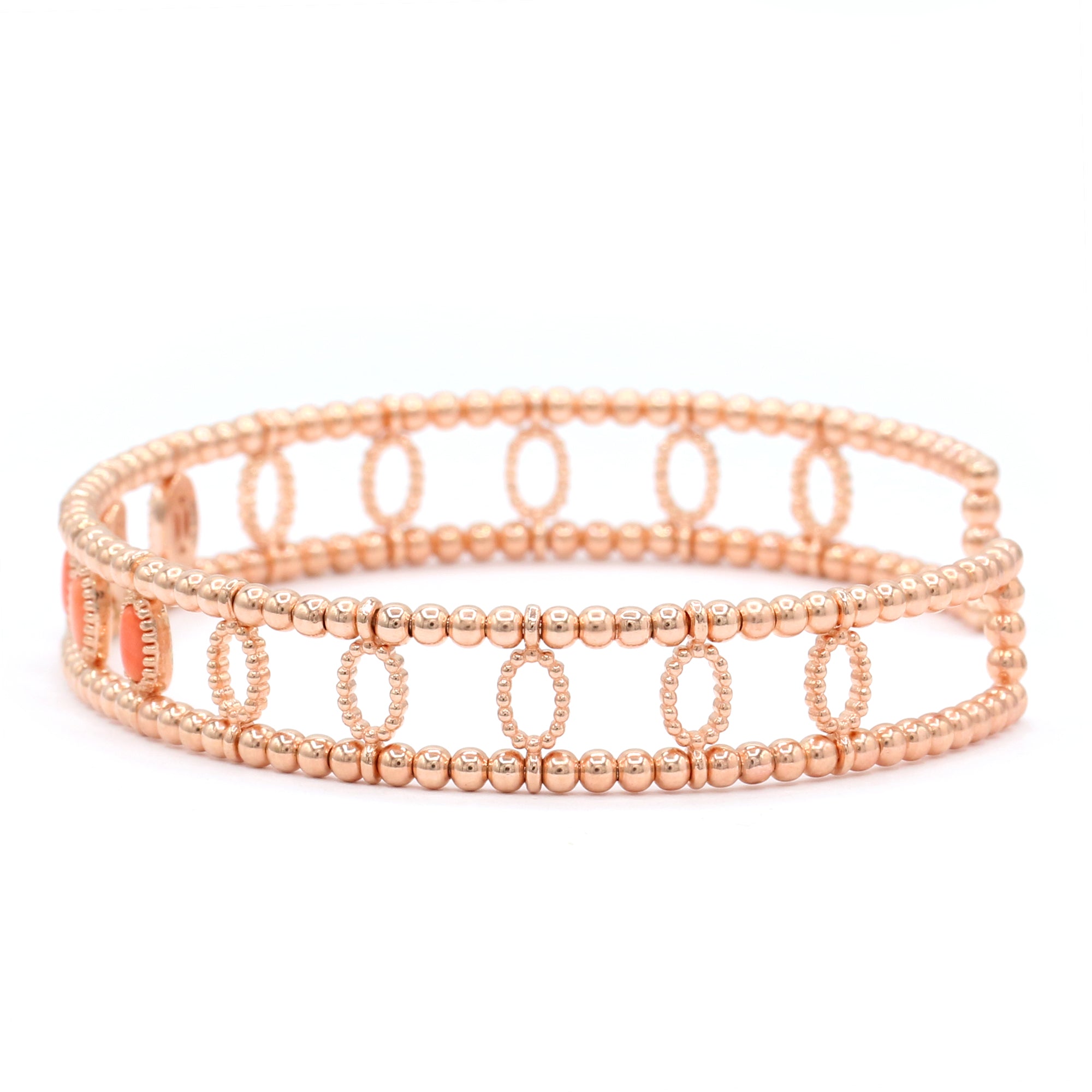 Hall of Jewels Salmon Coral Cuff Bangle Bracelet