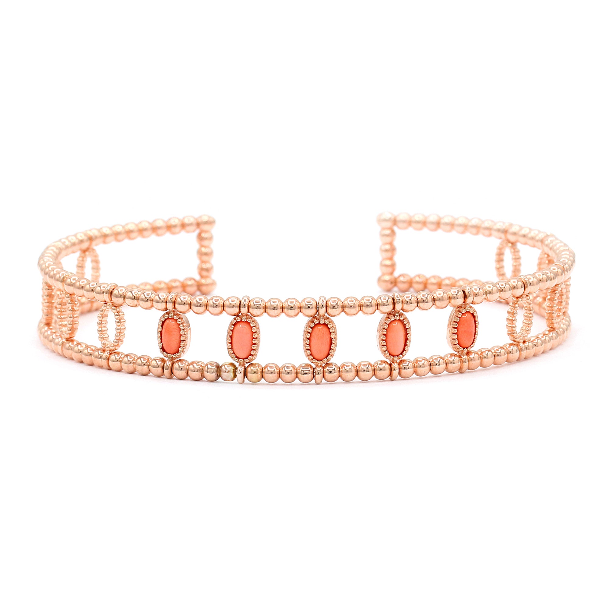 Hall of Jewels Salmon Coral Cuff Bangle Bracelet
