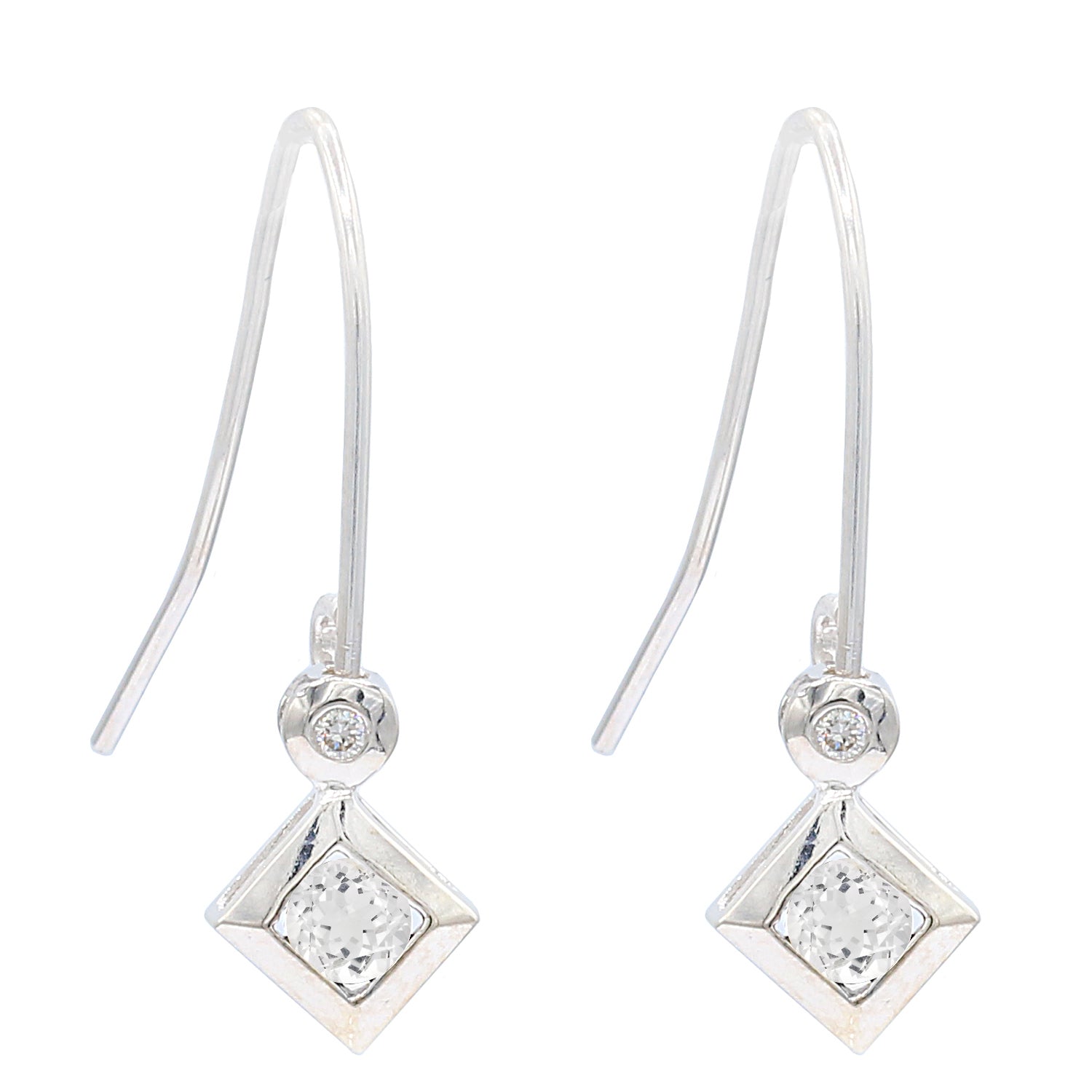 Golden Jewel 10K White Gold Choice of Birthstone & Diamond Earrings