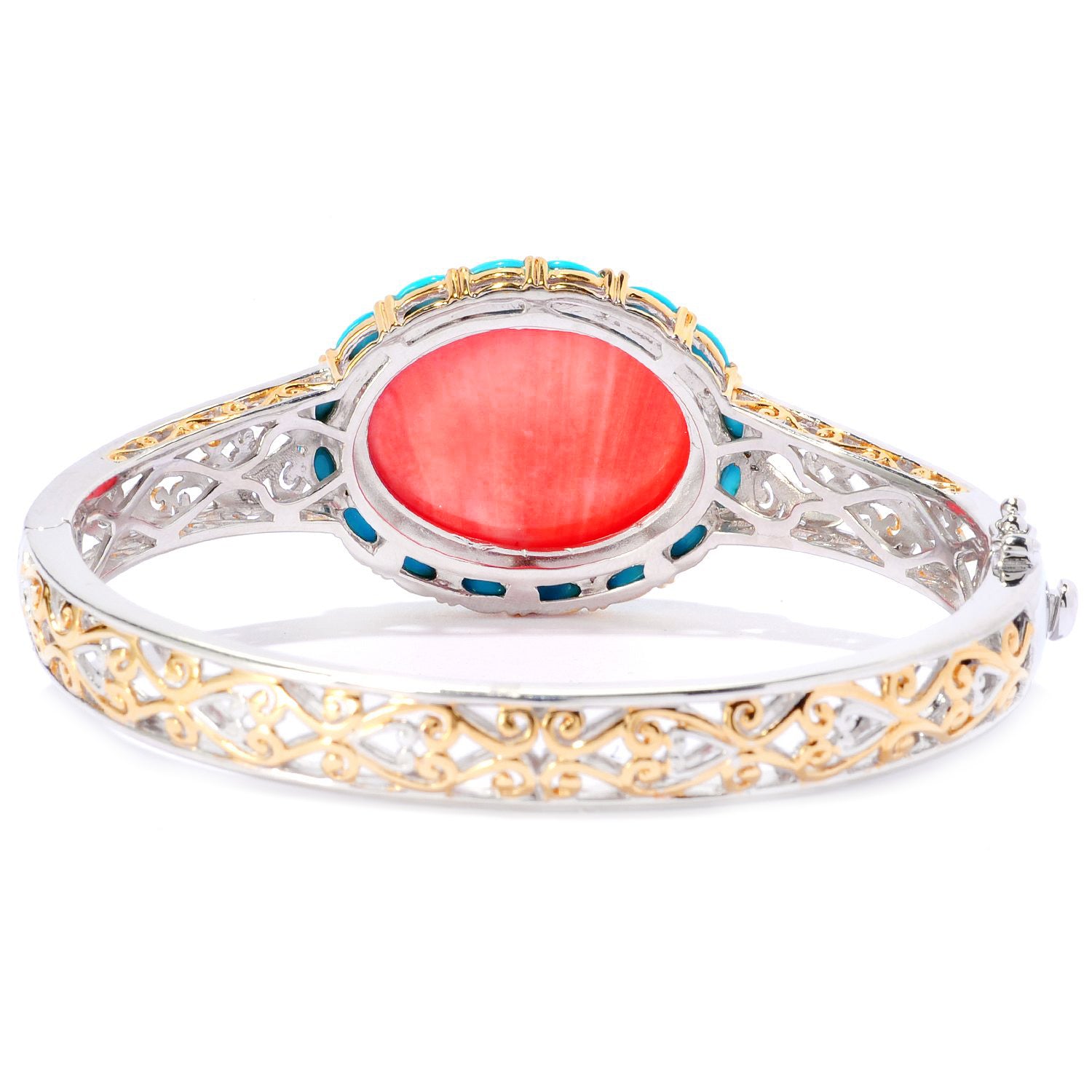 Gems en Vogue Salmon Coral & Sleeping Beauty Turquoise Bangle Bracelet