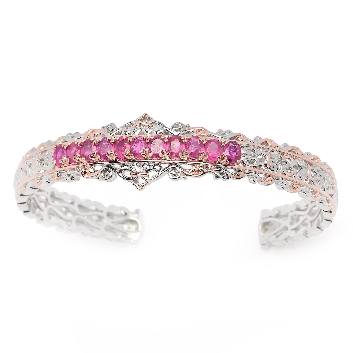 Gems en Vogue 3.41ctw Tanzanian Ruby Cuff Bangle Bracelet