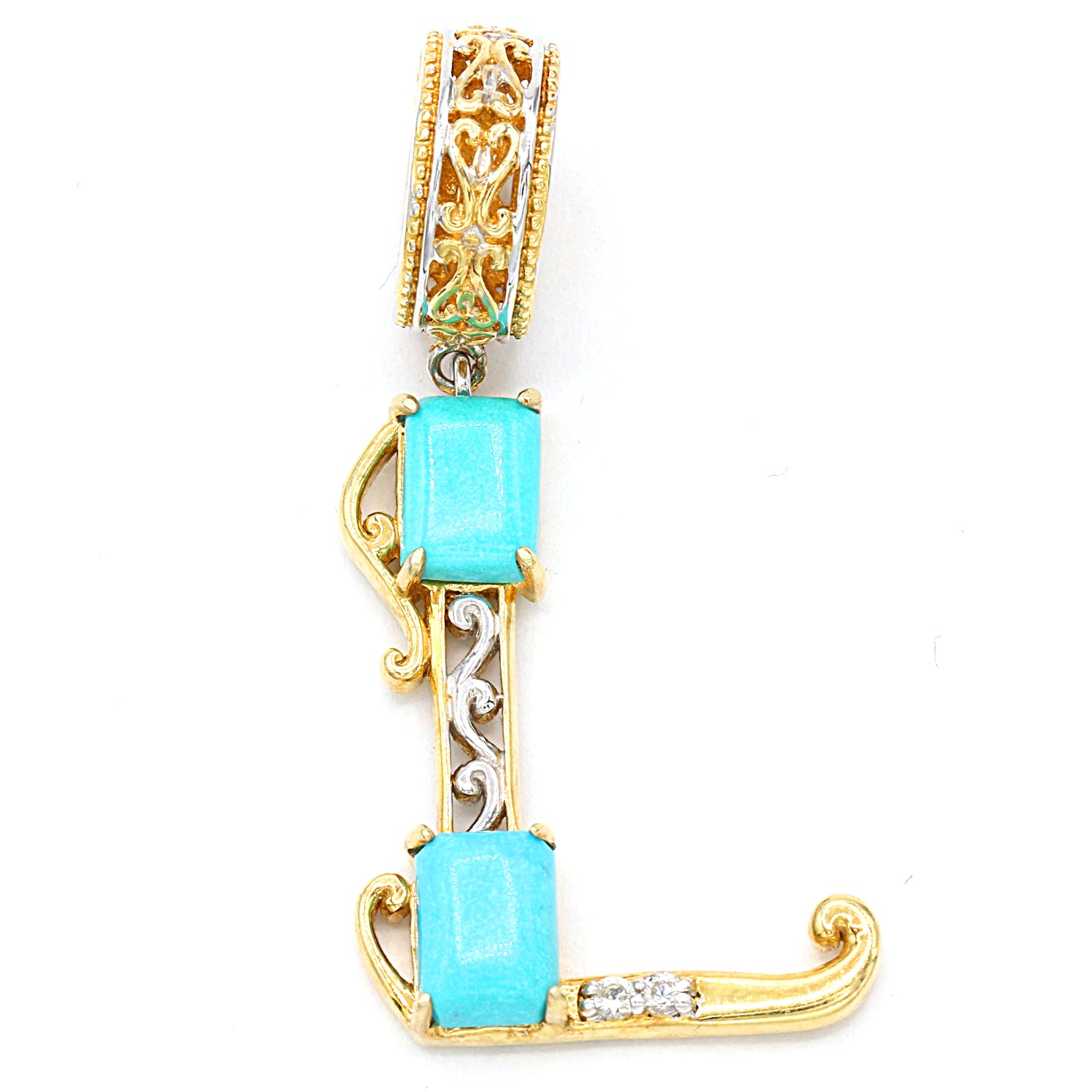 Gems en Vogue Sleeping Beauty Turquoise Initial Drop Charm