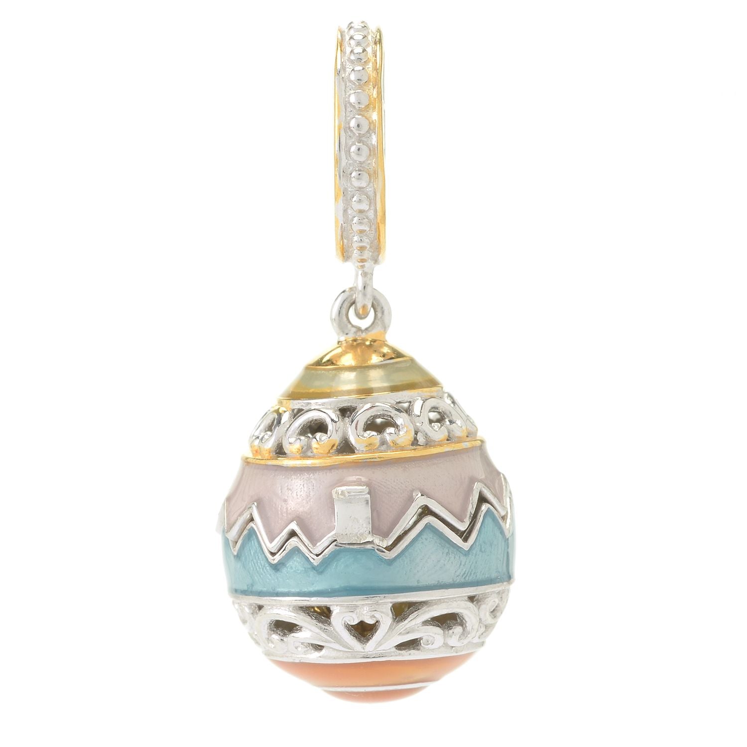 Gems en Vogue Yellow Chalcedony Enamel Easter Chick in Egg Drop Charm